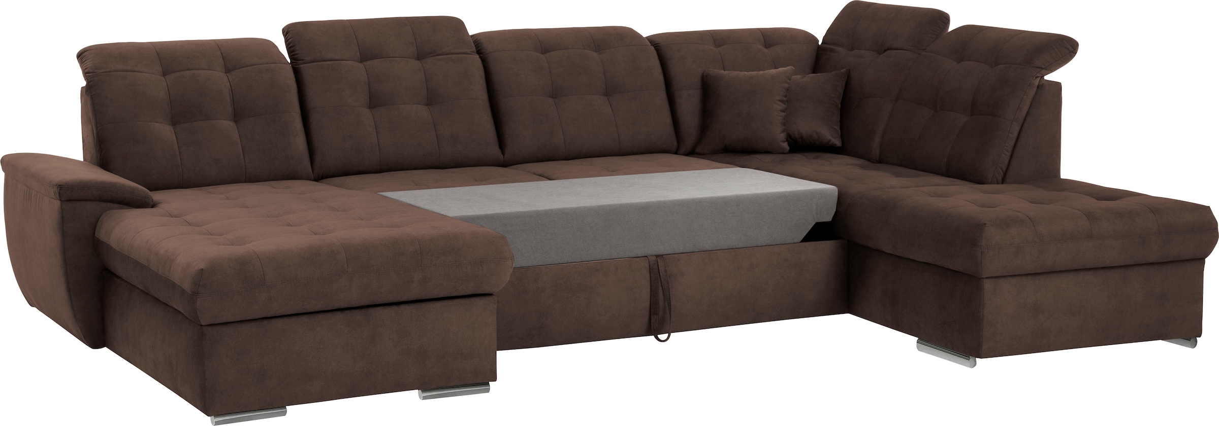 exxpo - sofa fashion Wohnlandschaft »Durango, aufwendige Sitz- und Rückenverarbeitung, bequem, U-Form«, inkl. Kopfteilverstellung, wahlweise mit Bettfunktion und Bettkasten