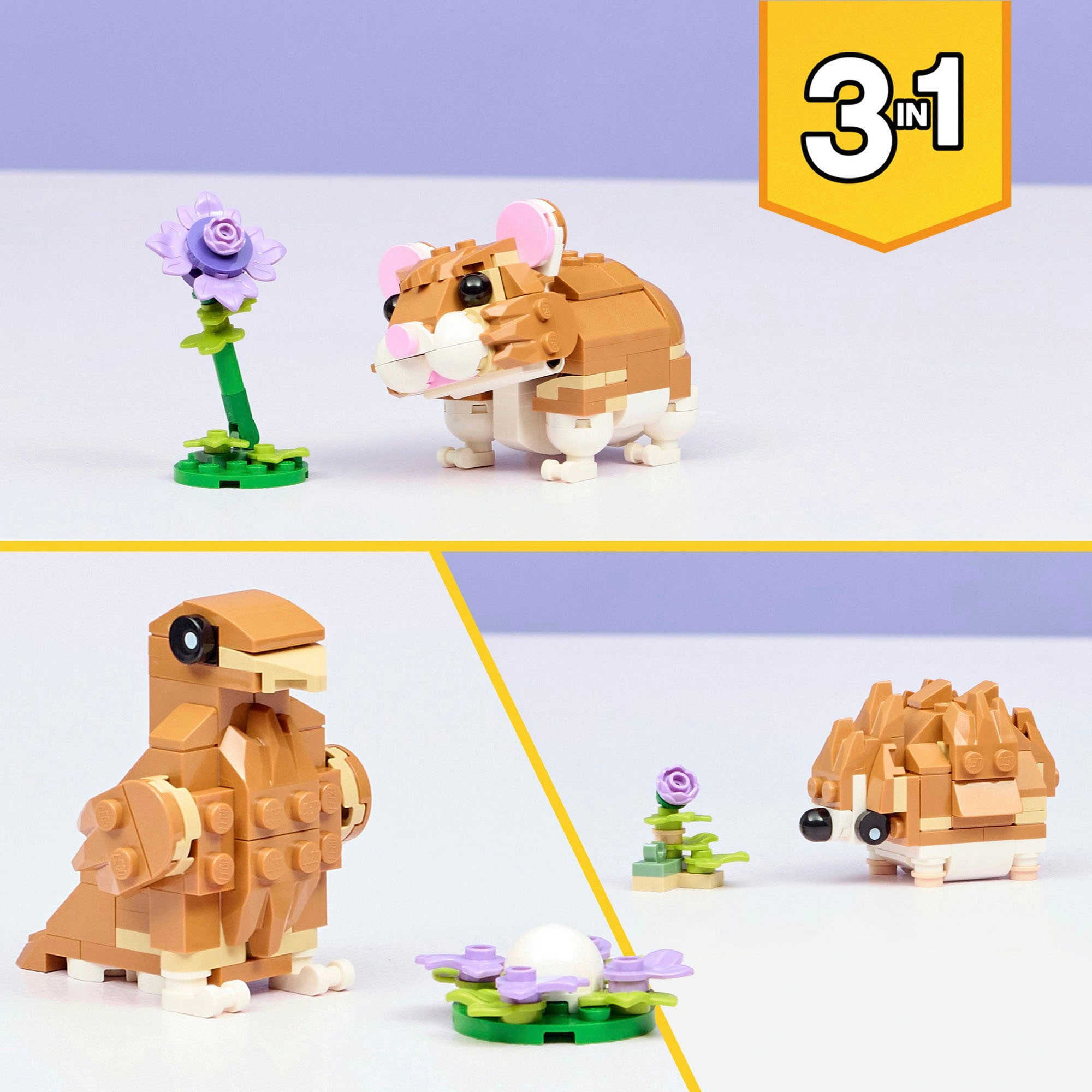 LEGO® Konstruktionsspielsteine »Niedlicher Hamster mit Blume (31376), LEGO Creator« Made in Europe