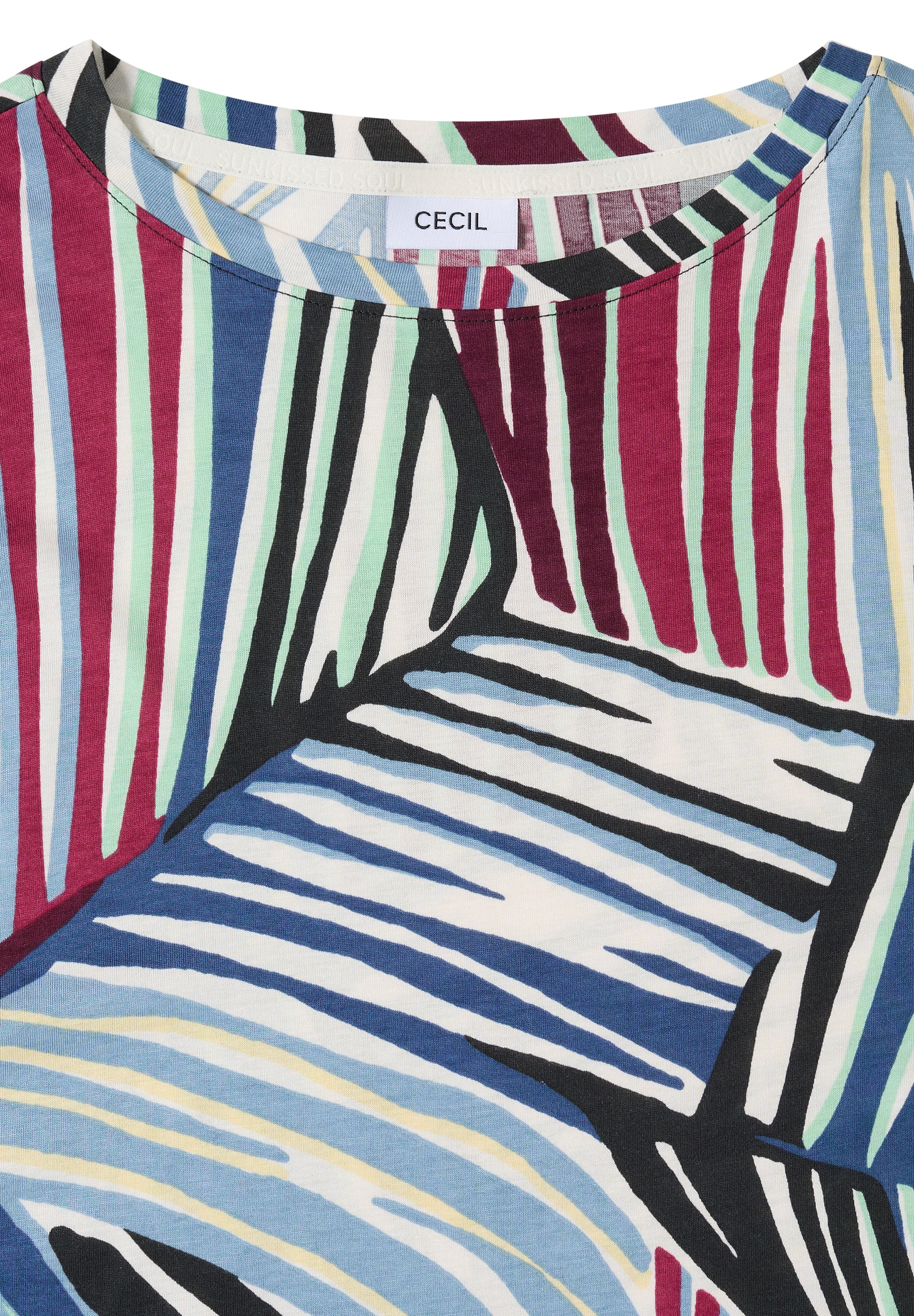 Cecil Kurzarmshirt Sommershirt mit Boatneck und Grafikprint