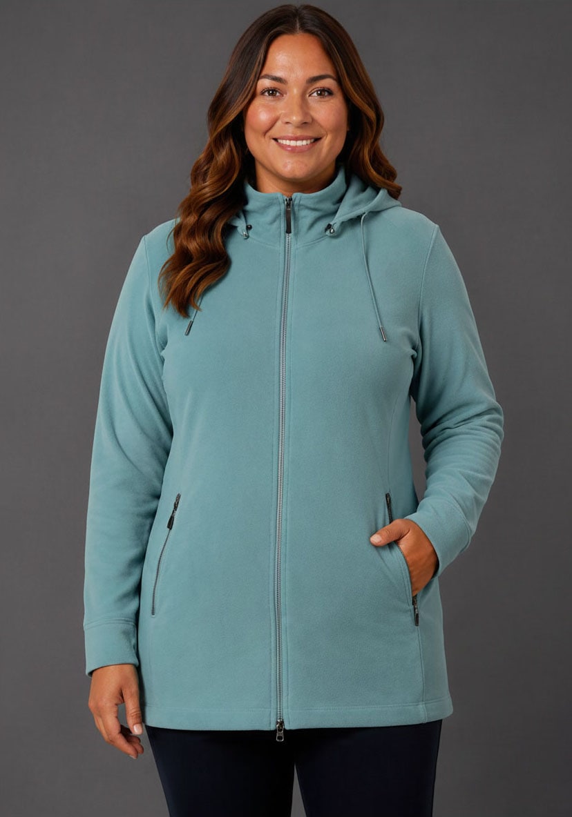 Polarino Fleecejacke »Große Größen« mit Kapuze für kalte Tage,  aus Fleece,  sportlicher Stil,  atmungsaktiv