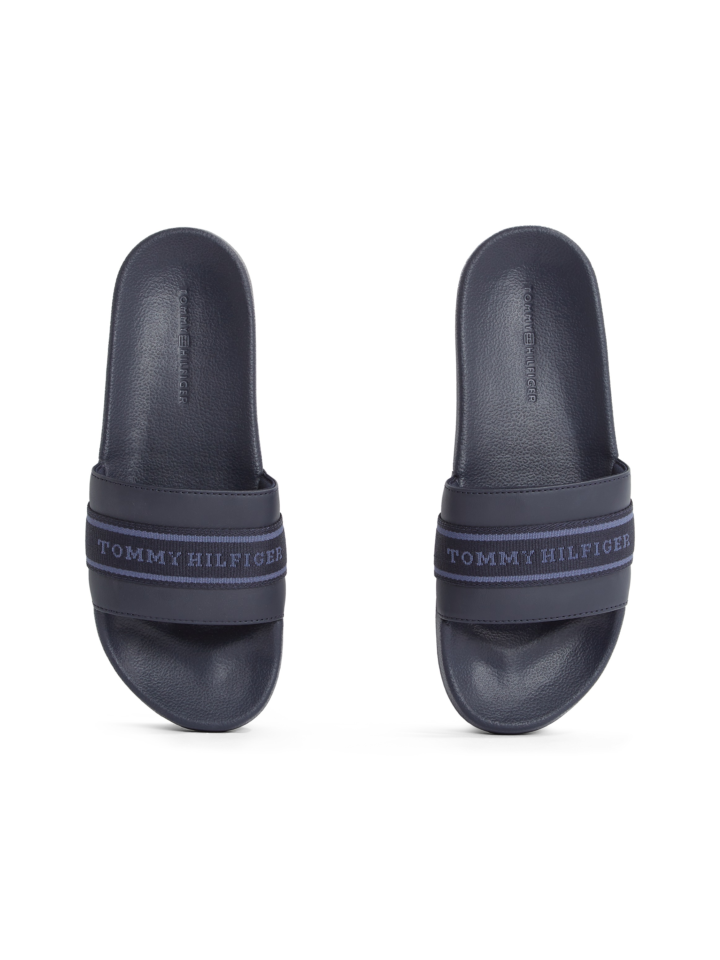 Tommy Hilfiger Pantolette »HILFIGER POOLSIDE WITH WEBBING«, Plateau, Sommermode, Bequemschuh, Flats mit Textilband