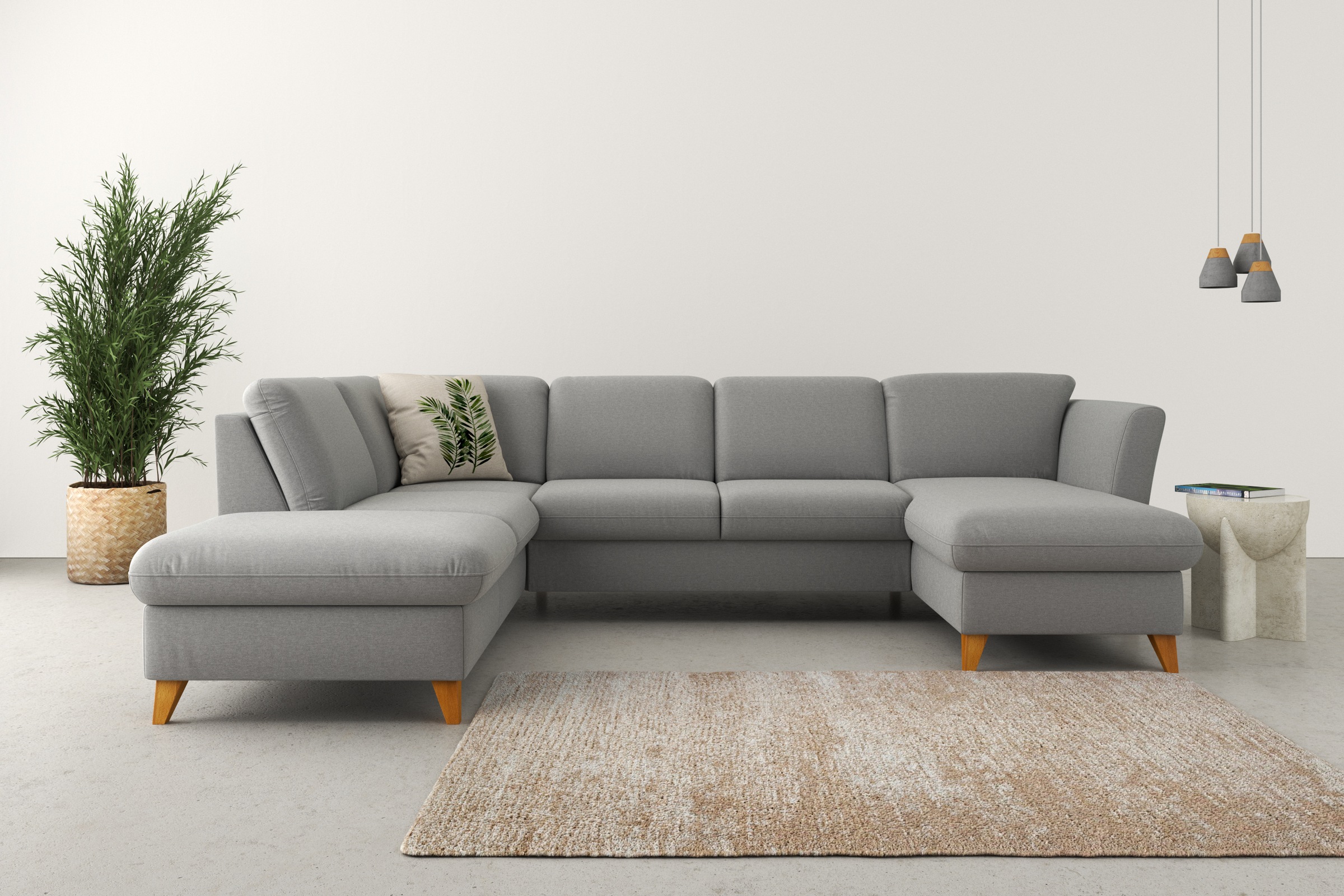 Home affaire Wohnlandschaft »Trelleborg U-Form«, Federkern-Polsterung, wahlweise mit Bettfunktion und Stauraum