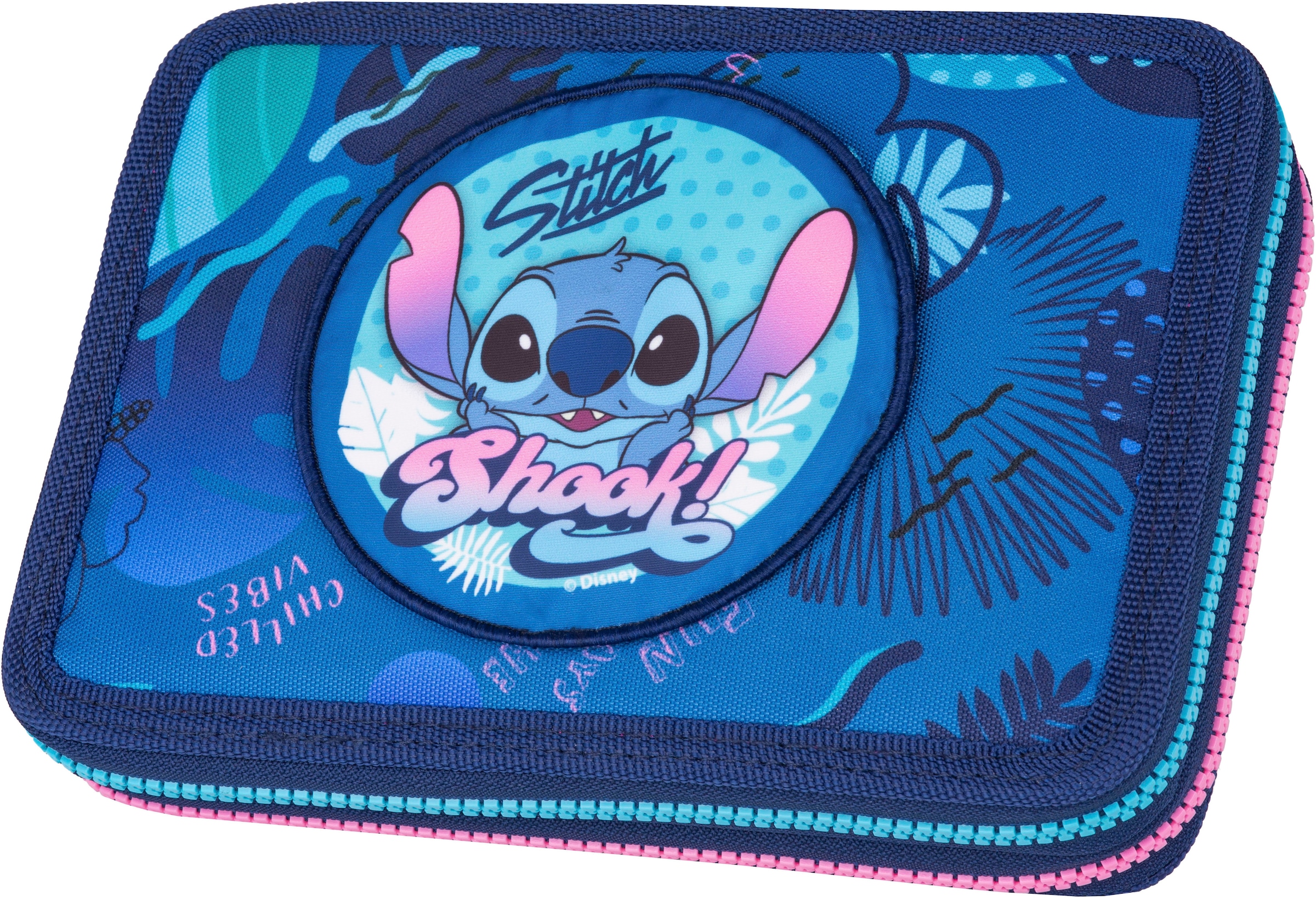 Federmäppchen »Etui XL, Disney, Stitch, mit 2 Reißverschlüssen«, befüllt