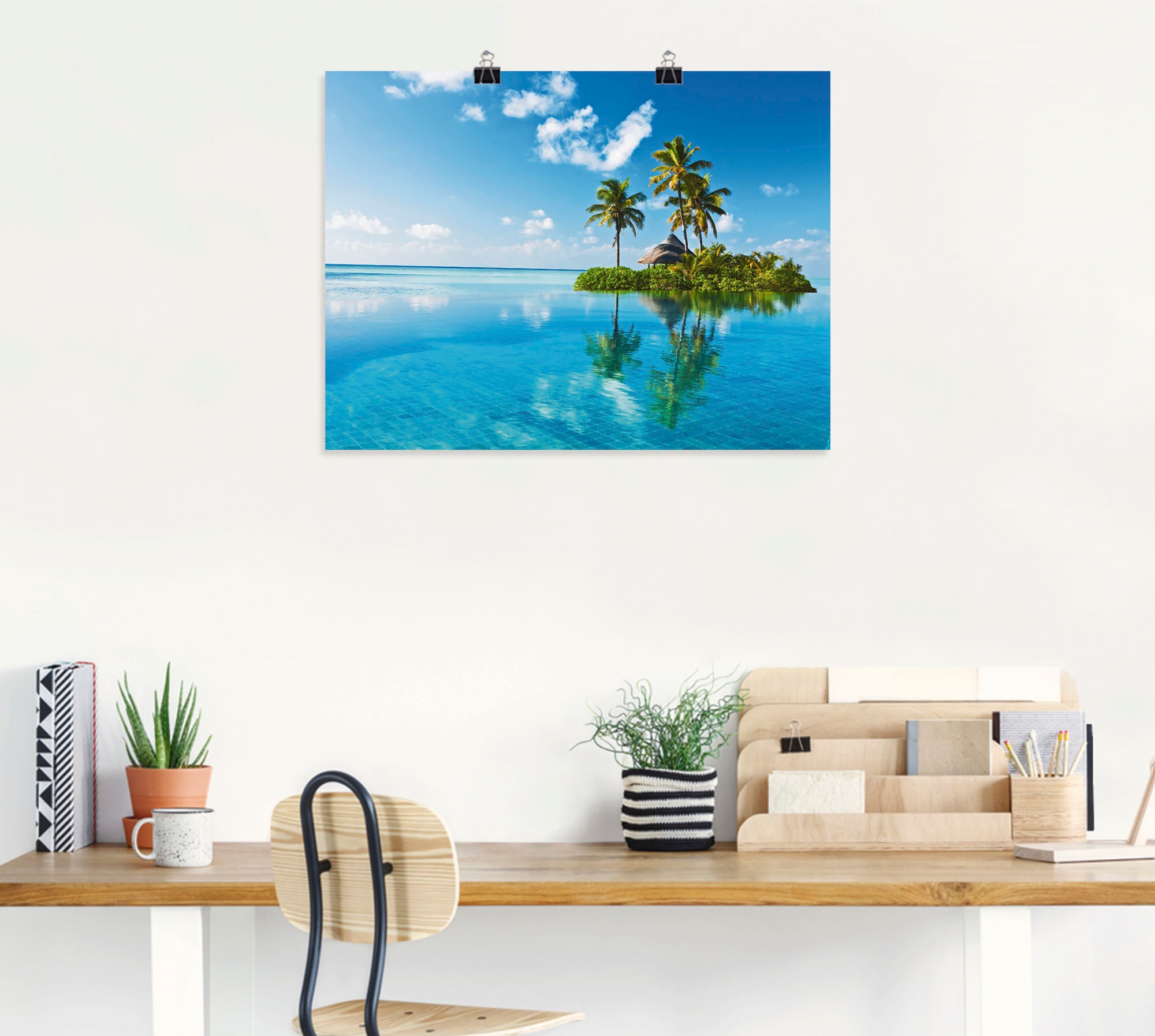 Artland Wandbild »Tropisches Paradies - Insel Palmen Meer«, Amerika, (1 St.), als Alubild, Outdoorbild, Leinwandbild, Poster, Wandaufkleber