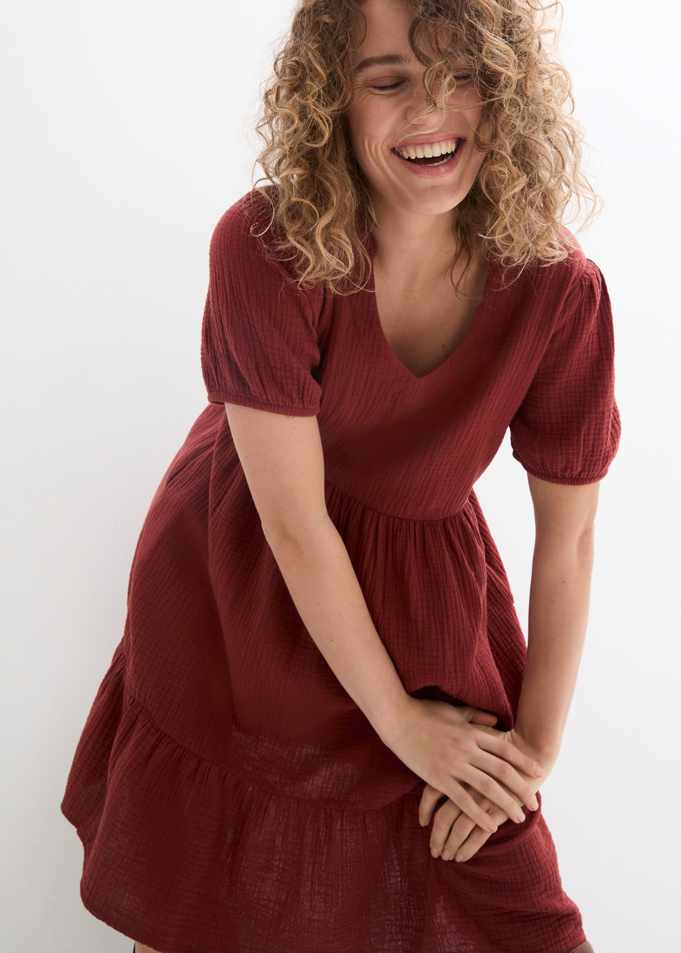 bonprix Sweatkleid Oversized-Kleid aus Baumwoll-Musselin