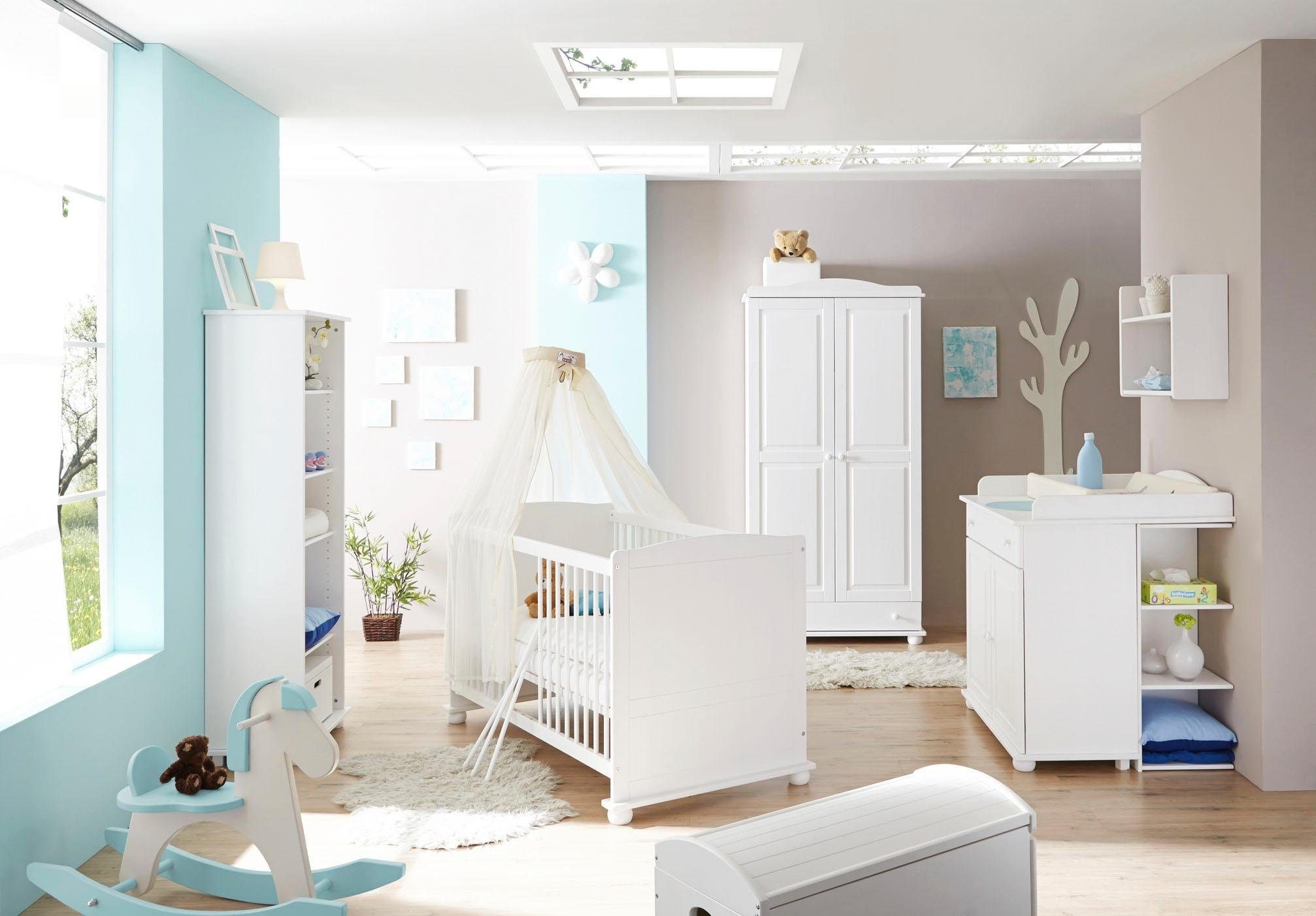 Ticaa Babyzimmer-Komplettset »Adam«, (Set, 5 St., Bett + Wickelkommode + Schrank + Unterstellregal + Standregal)