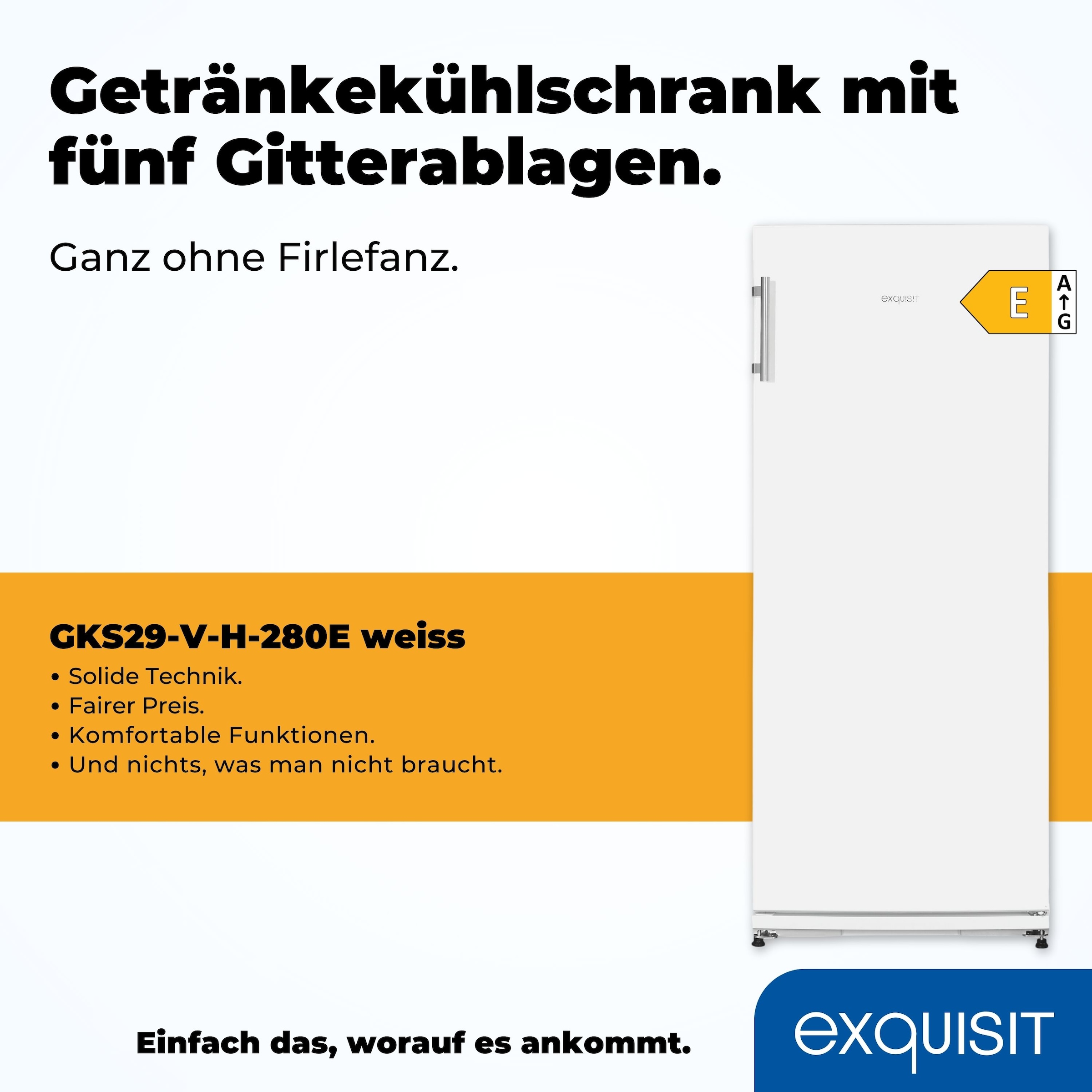 exquisit Getränkekühlschrank »GKS29-V-H-280E weiss« 145,5 cm hoch 60 cm breit