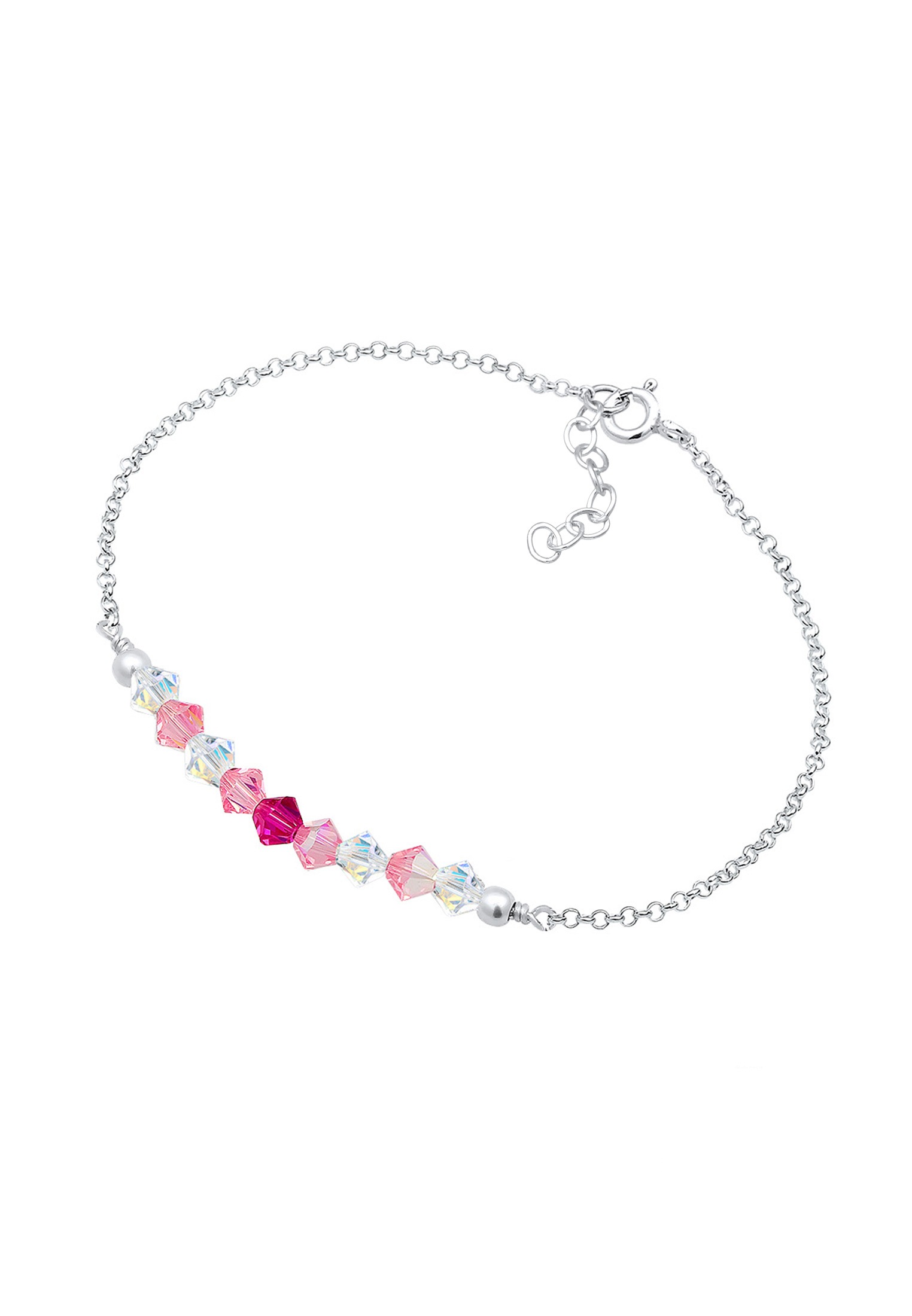Elli Armkette »Armband Kinder Beads Rosa Kristalle 925 Silber«