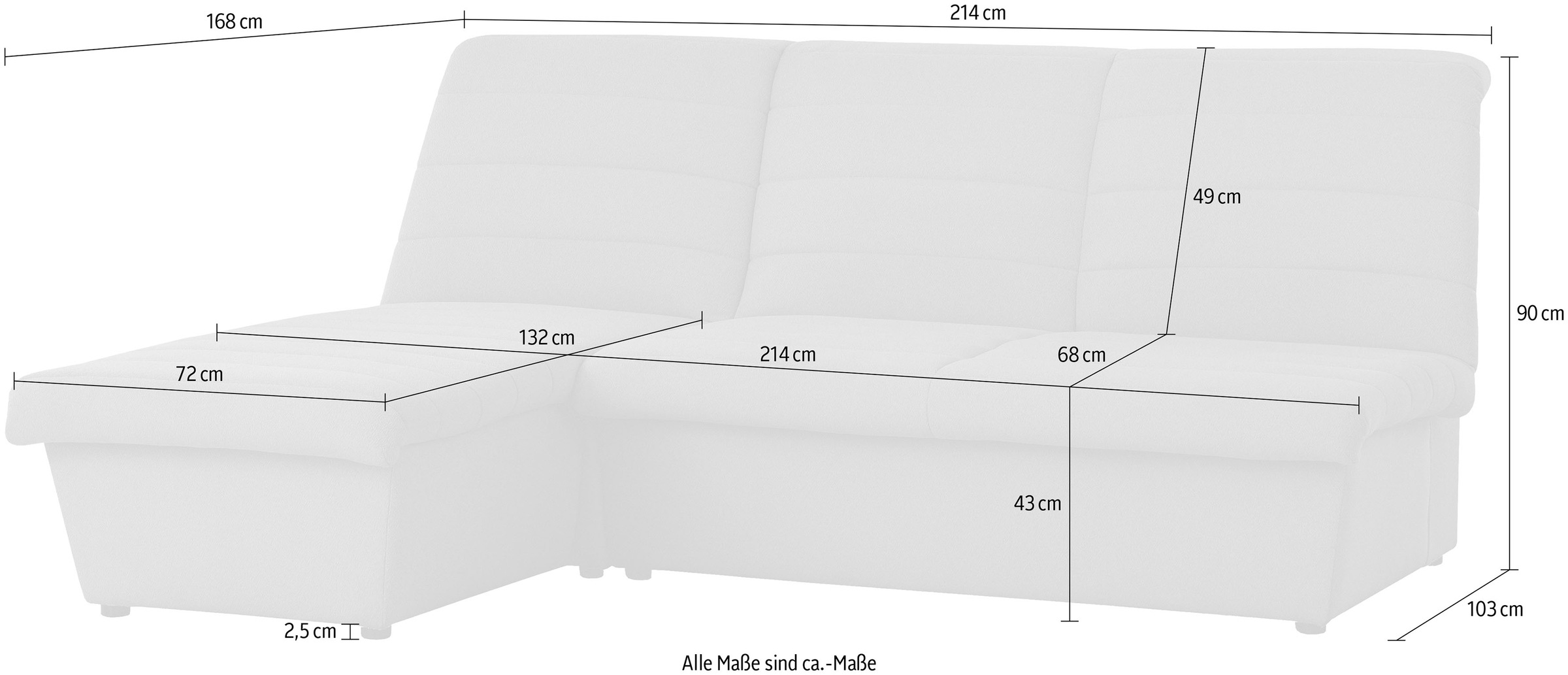 LOOKS by Wolfgang Joop Ecksofa »LOOKS VIII L-Form«, Quersteppung, ohne Armlehnen, in zwei verschiedenen Größen