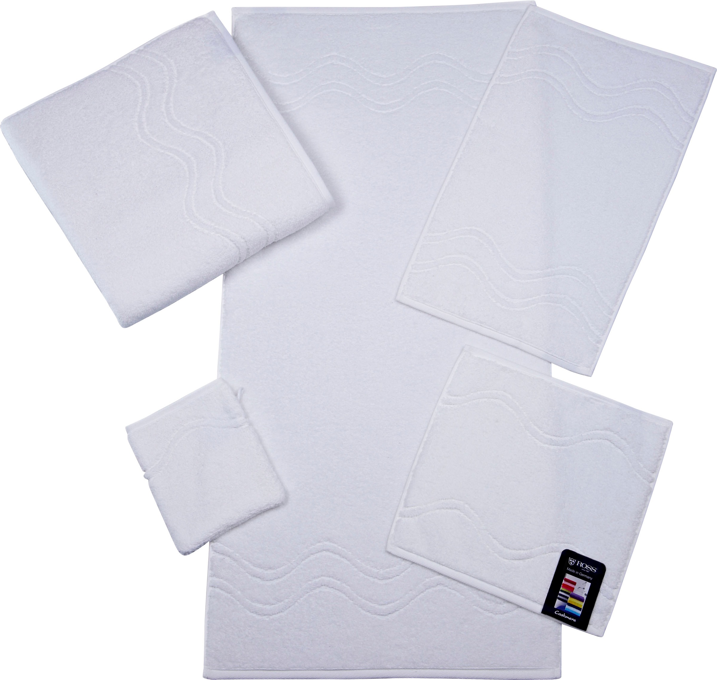 ROSS Waschhandschuh »Cashmere feeling«, (6 St.), mit Wellen-Bordüre