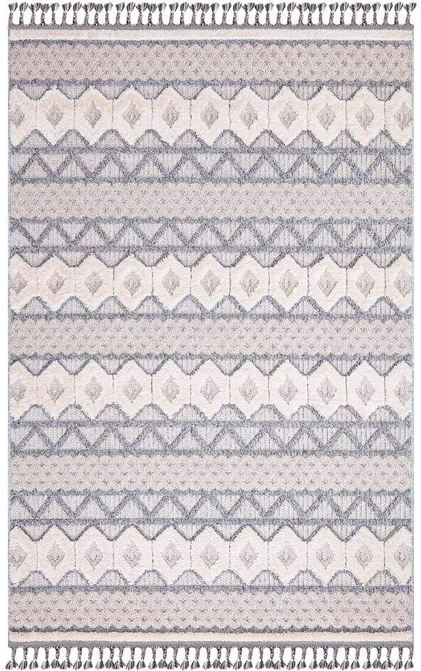 Carpet City Hochflor-Teppich »Valencia 728« rechteckig 20 mm Höhe Läufer, Boho-Stil, 3D-Effekt, Relief, Hoch-Tief-Struktur, mit Fransen