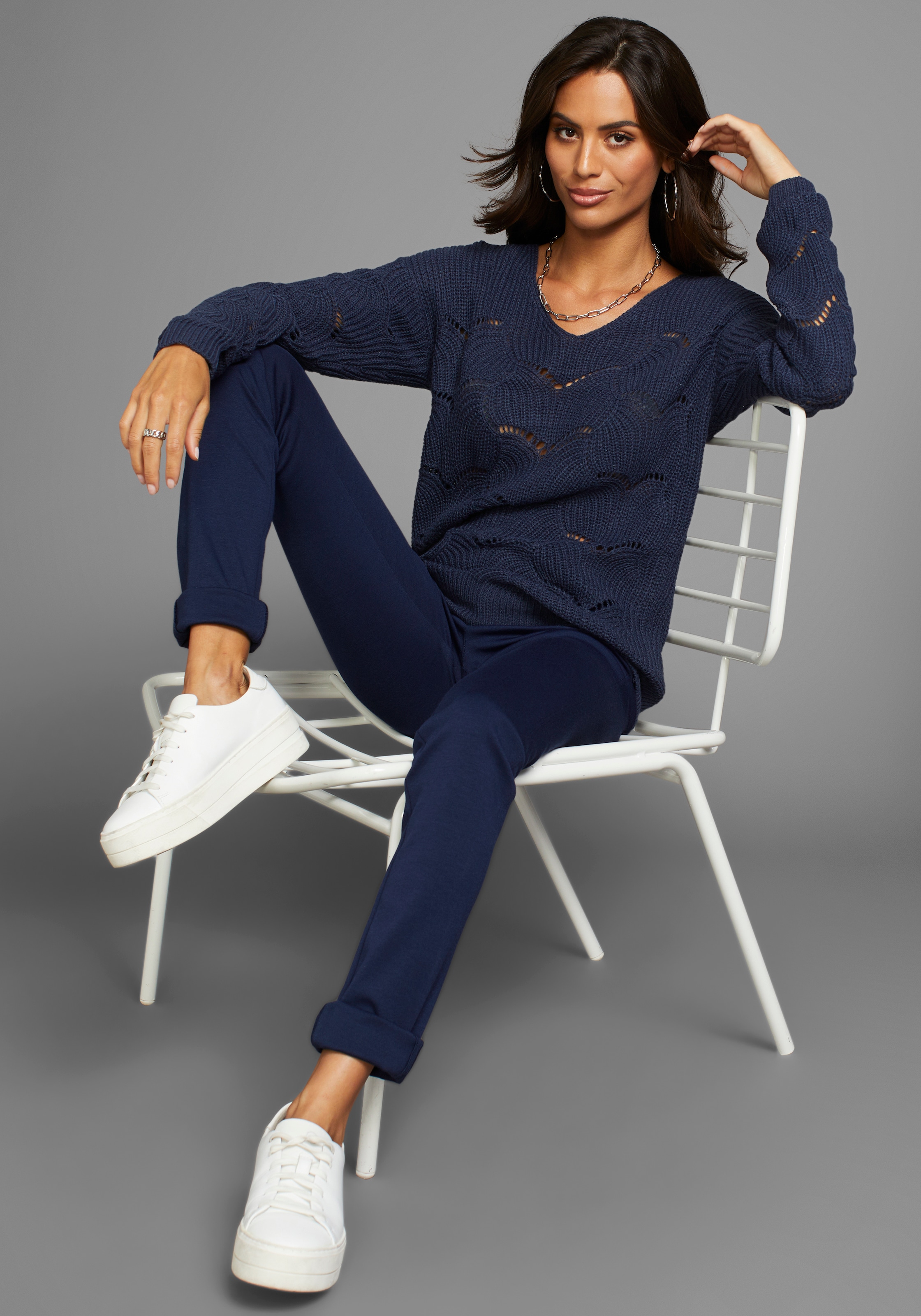 Laura Scott Strickpullover, mit modischem Strickmuster