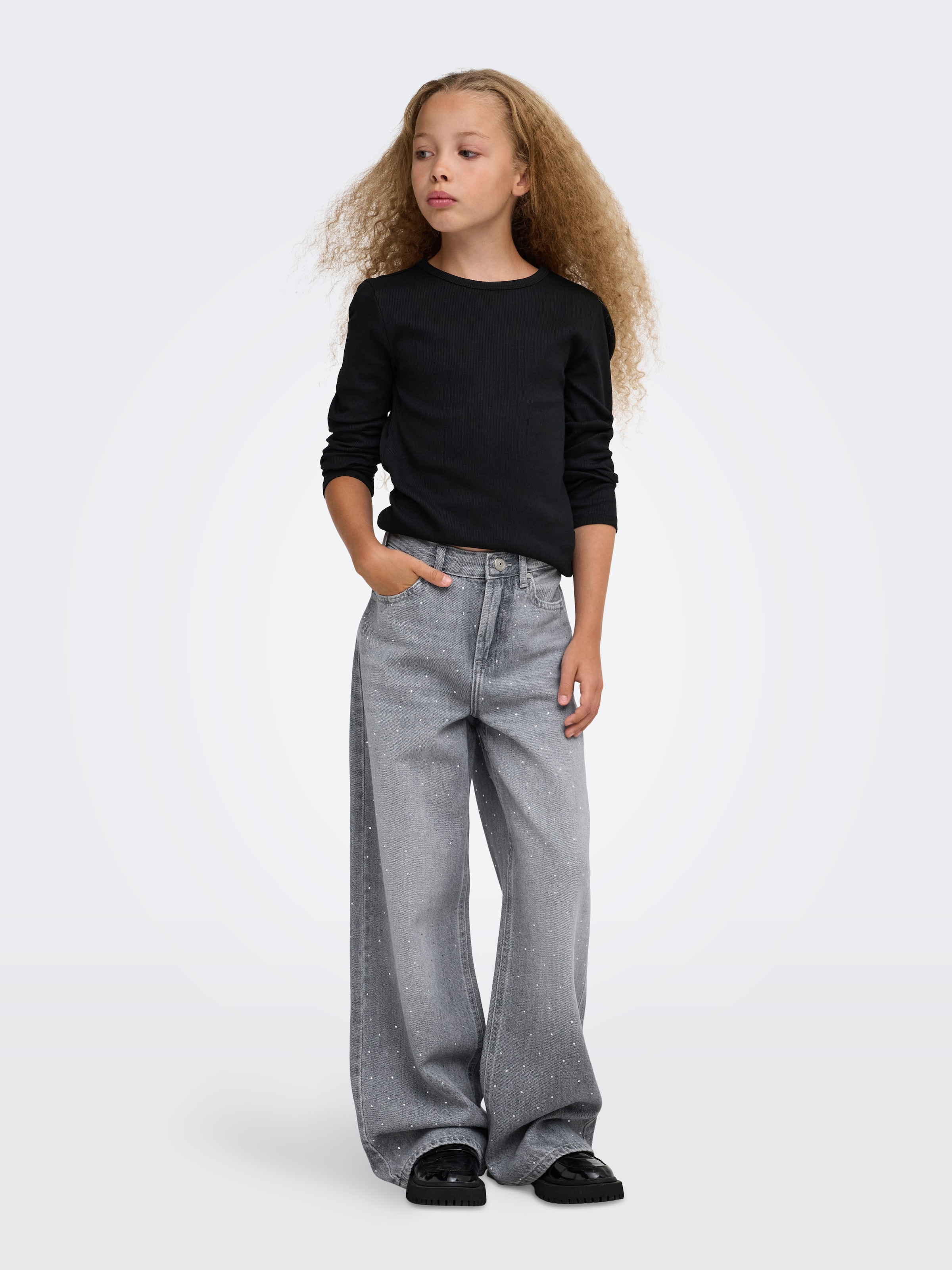 KIDS ONLY Weite Jeans »KOGCOBAIN RHS WIDE DNM AZG815 NOOS« Baumwolle, Strass-Steinchen