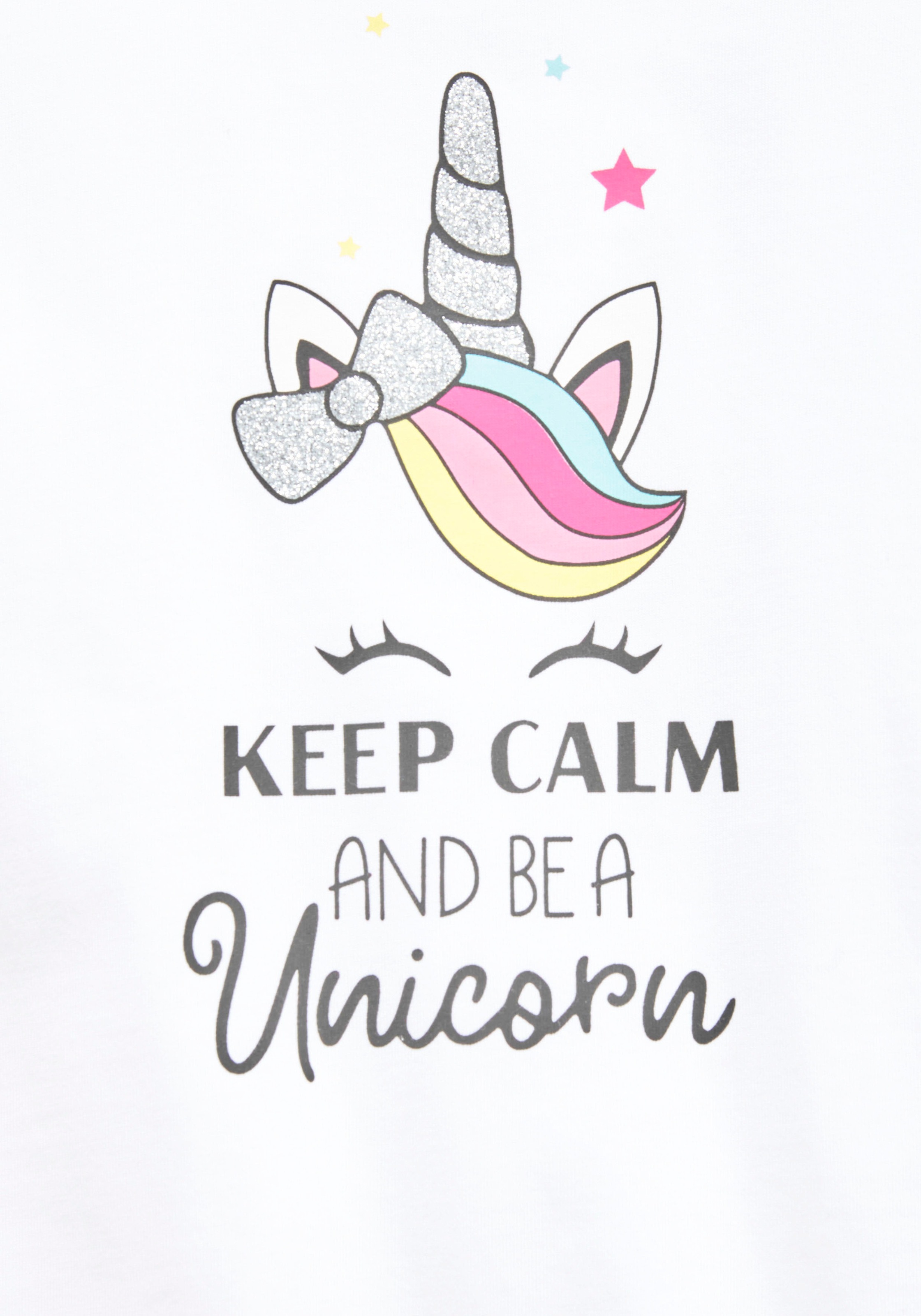KIDSWORLD T-Shirt »keep calm and be a unicorn«, mit niedlichem Einhornmotiv  bei ♕