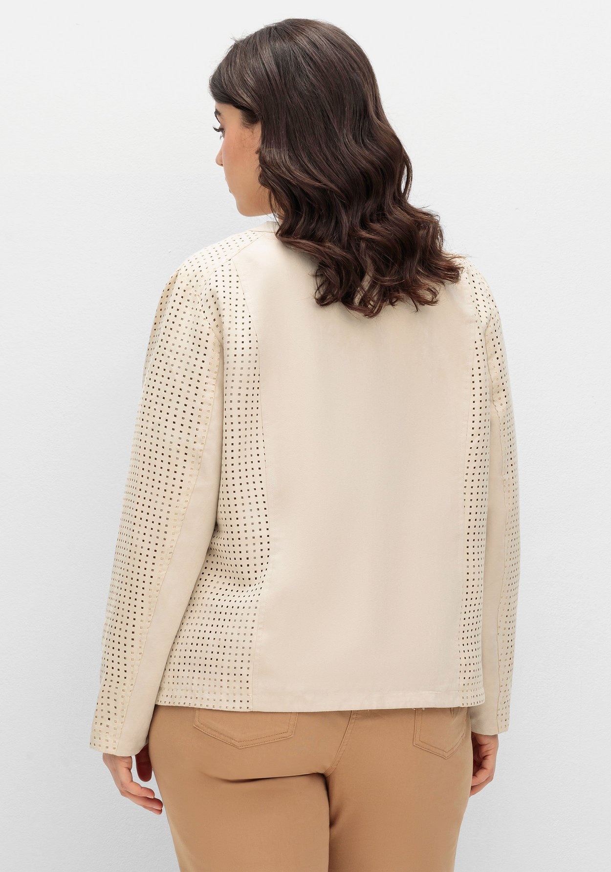 Sheego Lederimitatjacke »Jacke mit Lasercut-Muster«, ohne Kapuze