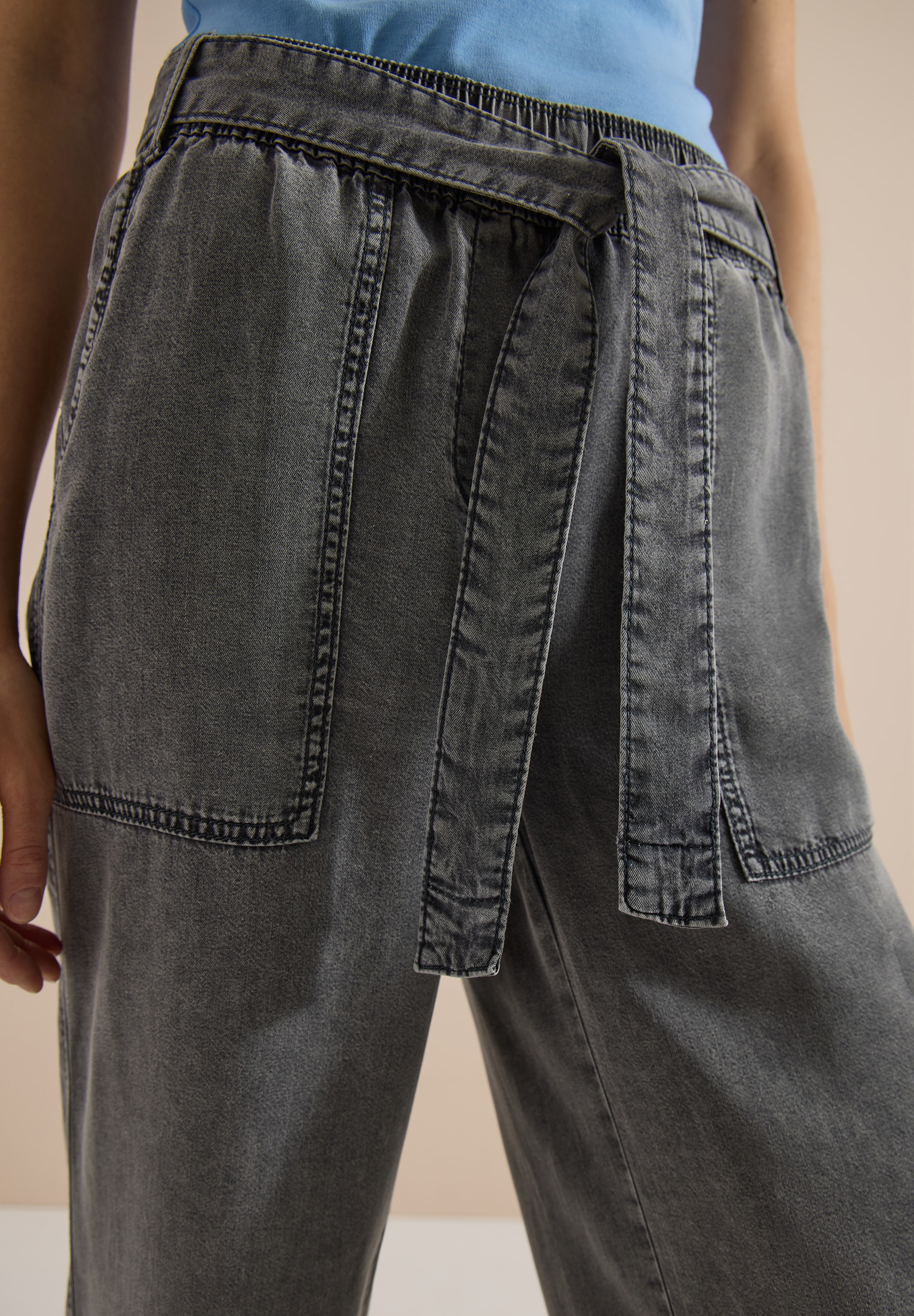 Cecil Stoffhose »Style Neele«  Elastikbund, weites Bein, mit Bindegürtel