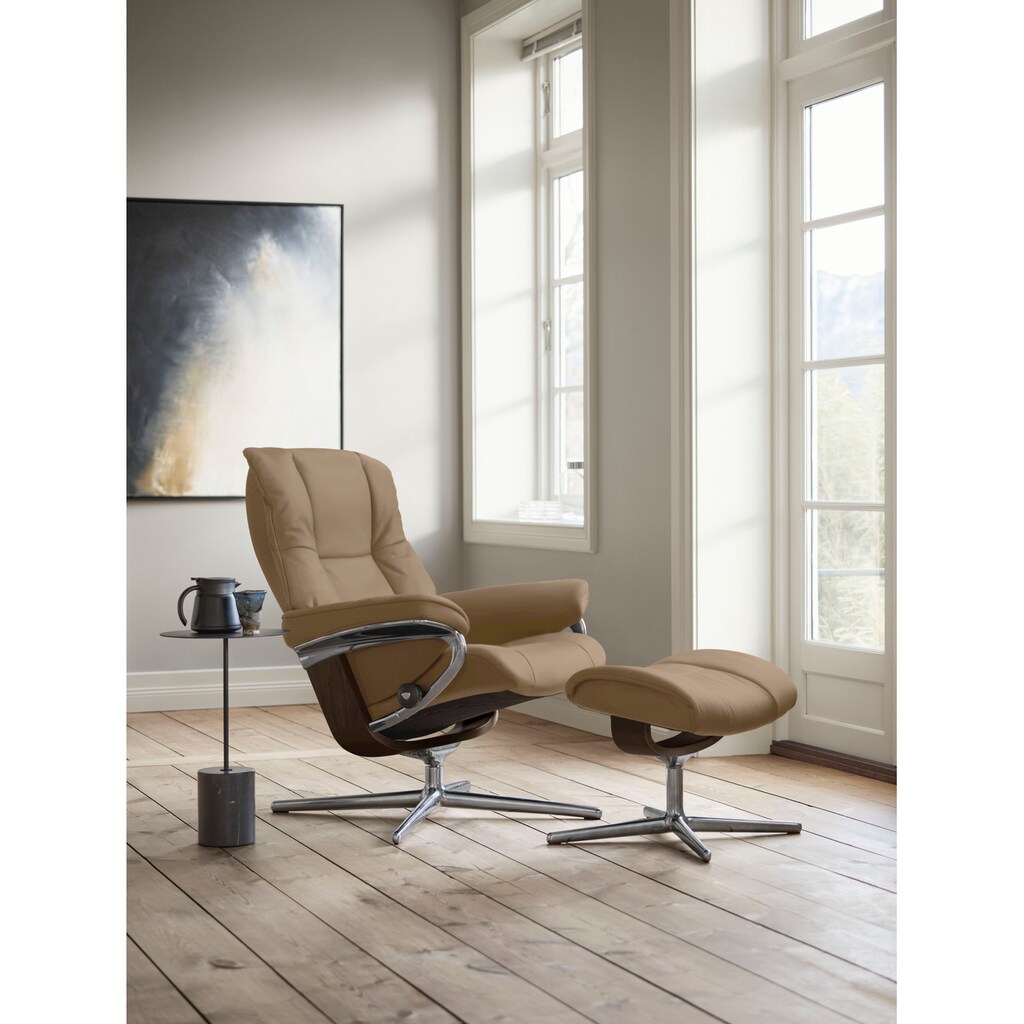 Stressless® Relaxsessel »Mayfair«, (Set, Relaxsessel mit Hocker), mit Hocker, mit Cross Base, Größe S, M & L, Holzakzent Braun