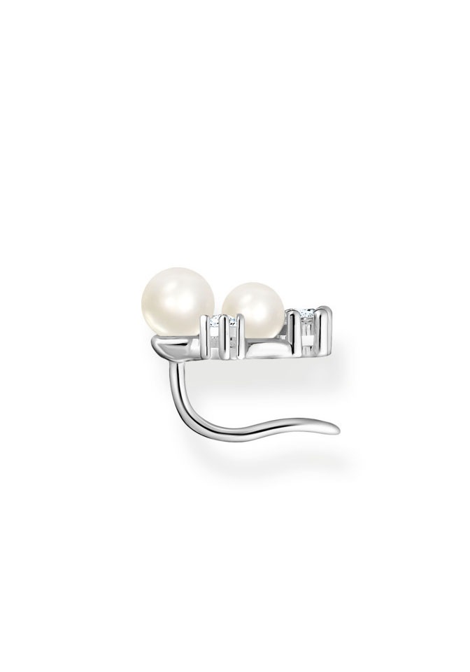 THOMAS SABO Paar Ohrhaken »Ear Climber Perlen mit Steinen« mit Zirkonia (synth.) - mit Süßwasserzuchtperle