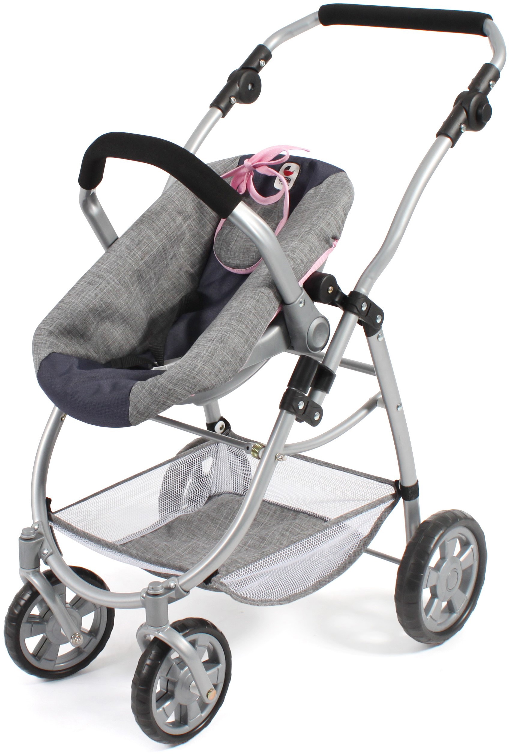 CHIC2000 Kombi-Puppenwagen »Emotion All In 3in1, Grau-Navy«, inkl. Babywanne, Babyschale und Sportwagenaufsatz