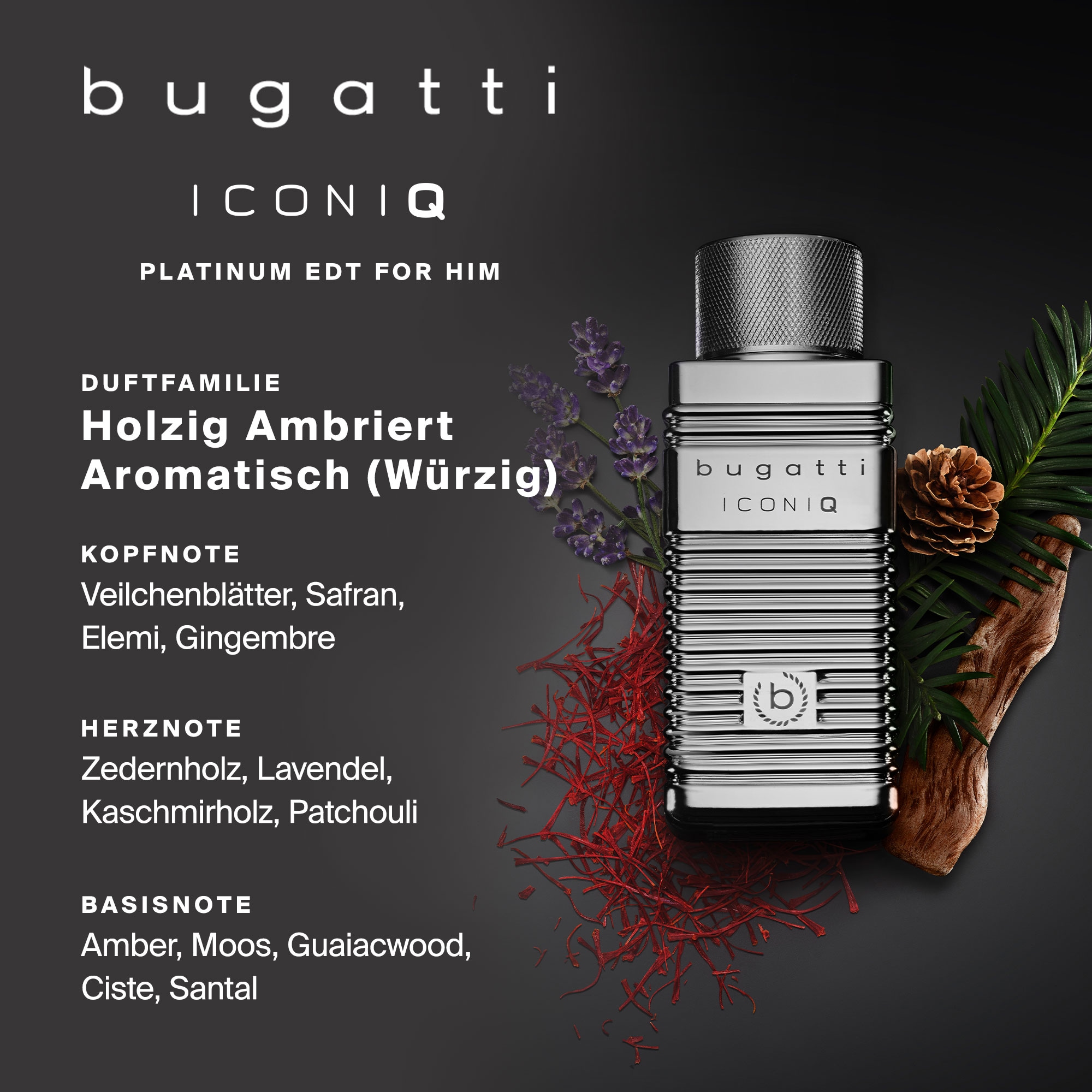 bugatti Eau de Toilette »bugatti ICONIQ PLATINUM for him EdT 100ml«