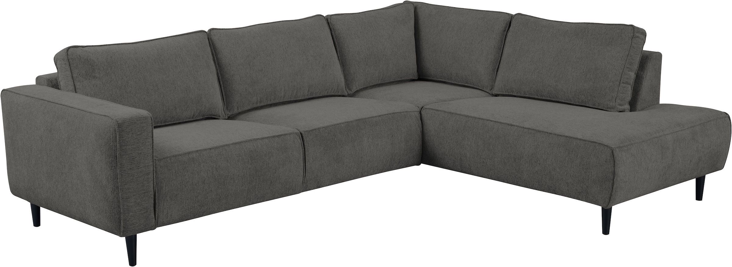 Home affaire Ecksofa »Fumone, Lederoptik oder Soft-Touch Chenille« Breite 260, mit schwarzen Massivholzfüßen