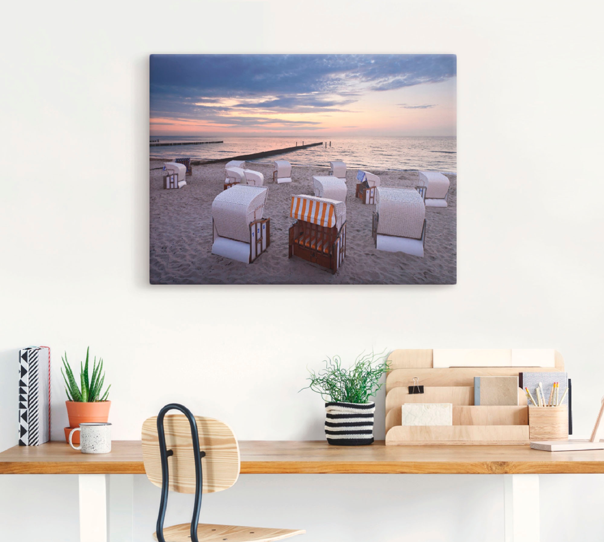 Artland Leinwandbild »Strandkörbe an der Ostsee« Strand 1 Stk. tlg. auf Holzrahmen gespannt