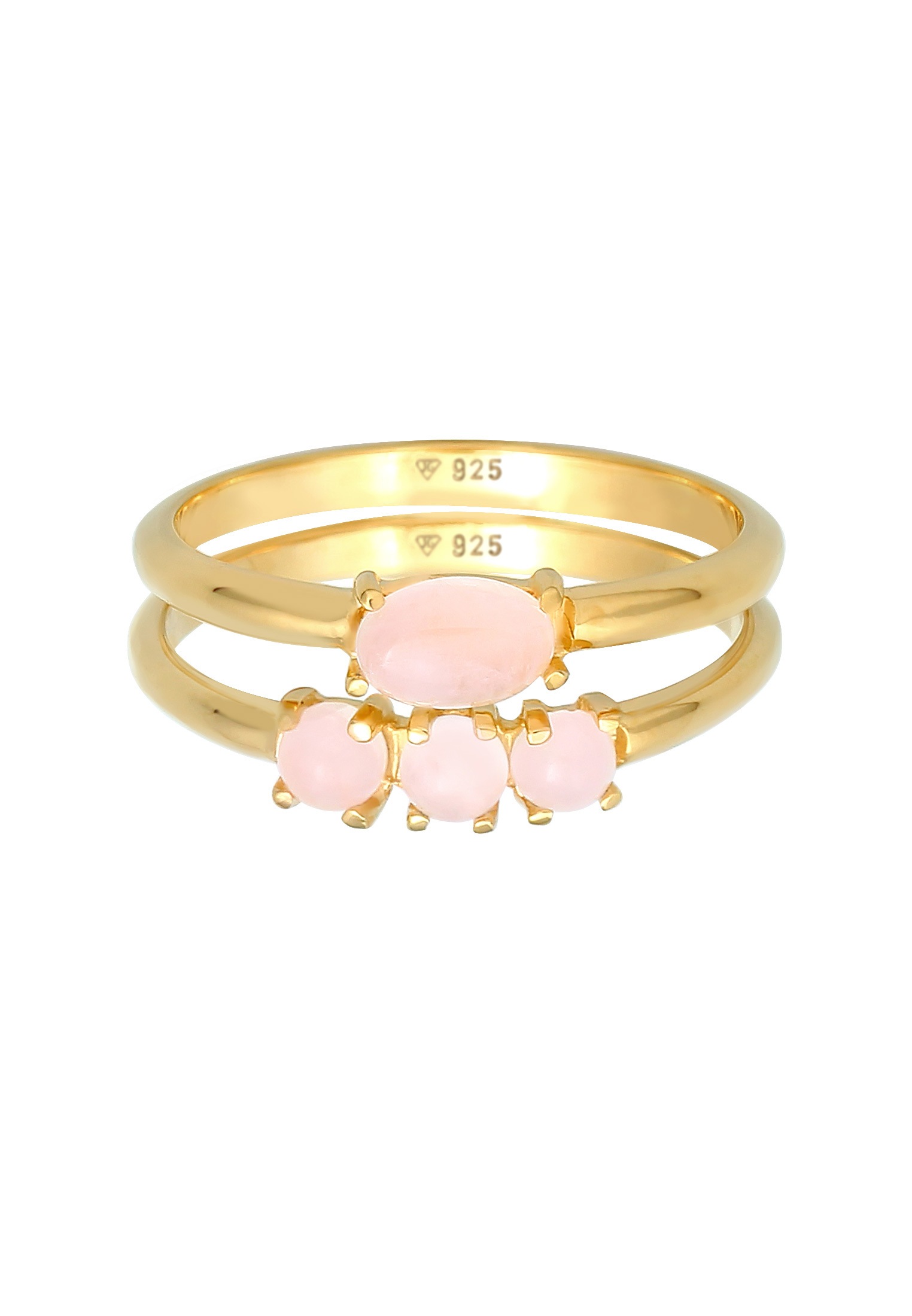 Elli Ring-Set »Ring Quarz Rosa Stapelringe 2er Set 925 Silber«