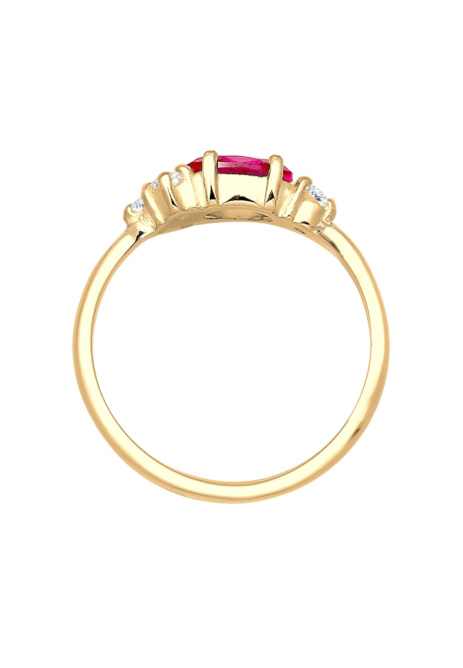 Elli Premium Verlobungsring »Ring Zirkonia Synthetischer Rubin Pink 925 Sterling Silber vergoldet«