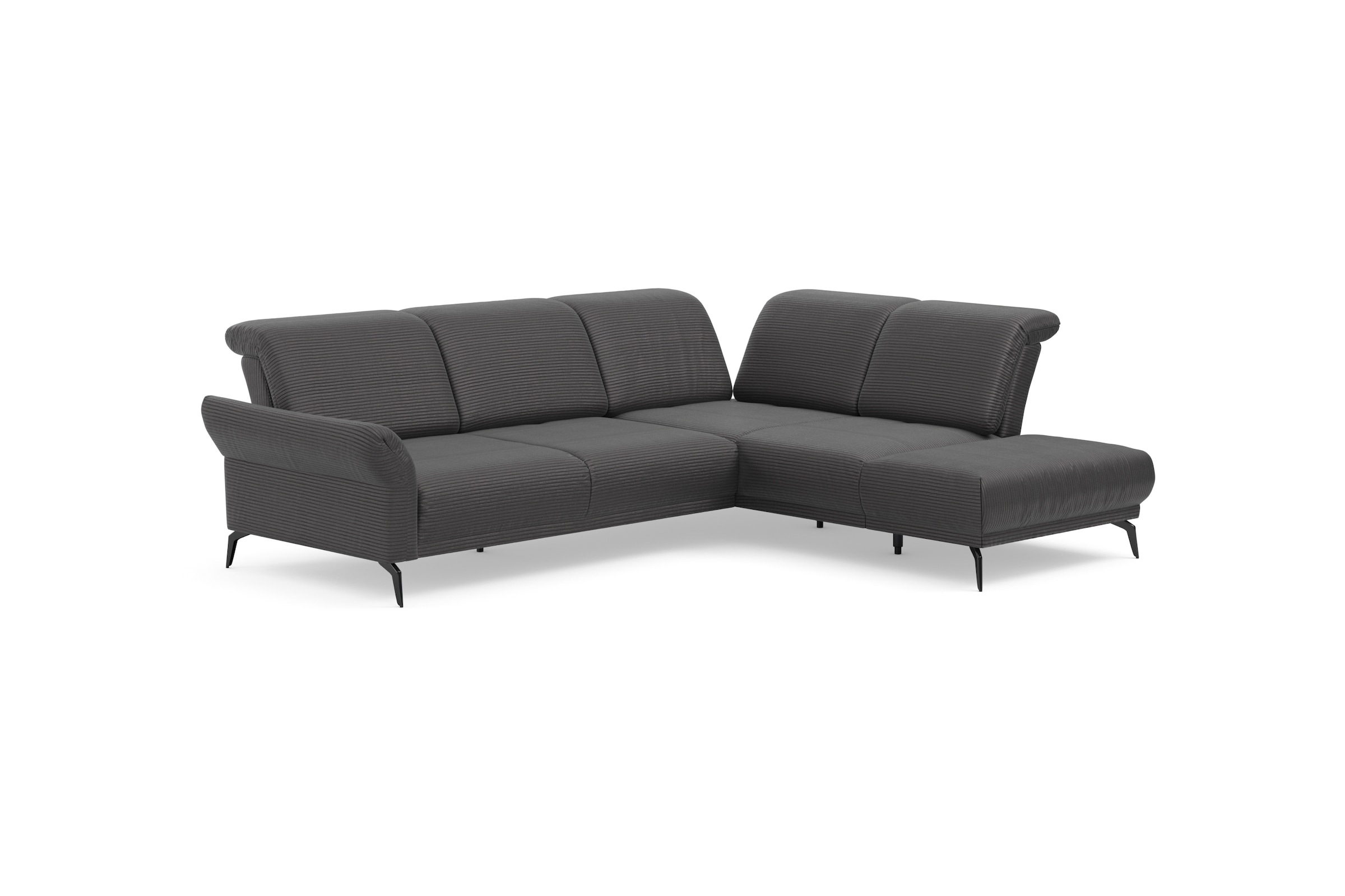 INOSIGN Ecksofa »Coco L-Form«, Sitztiefen-, Arm- und Kopfteilverstellung, Cord-Bezug, Fußhöhe 15 cm