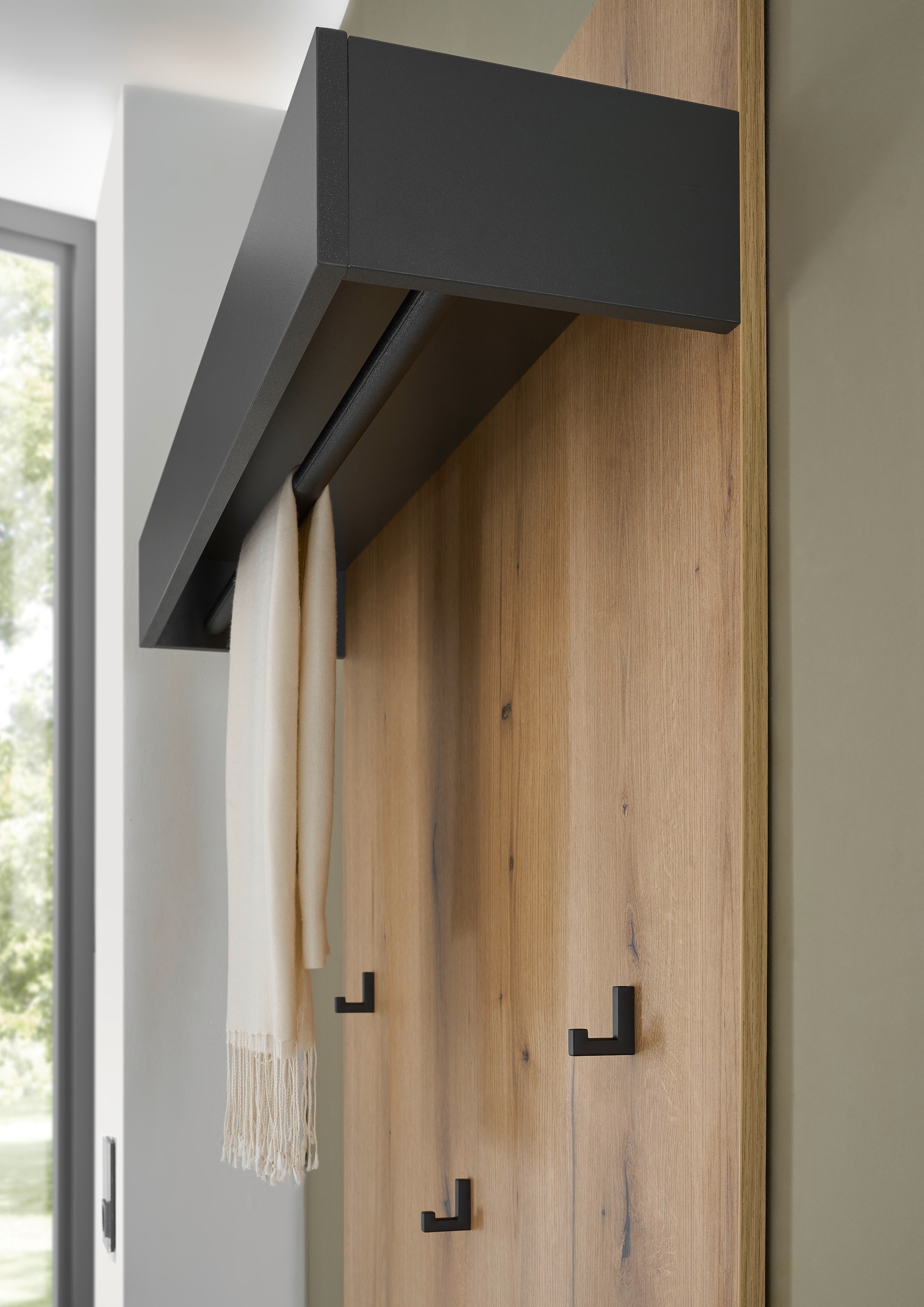 Home affaire Garderobenpaneel »GiRON/CiTY, Wandregal in vier Farben, Flurgarderobe mit Hutablage« mit Kleiderstange und Haken, 100 cm breit