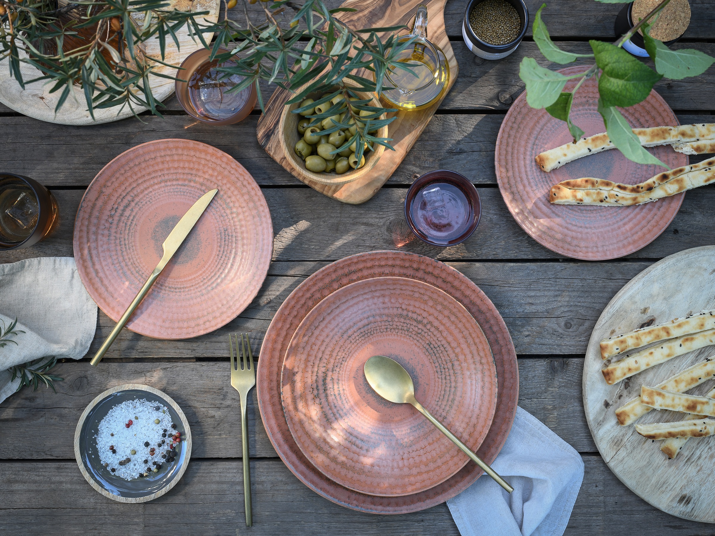 CreaTable Teller-Set »Neapel, Service 12-tlg.« Teller Set, Edles Tellerset, Vulkanoptik