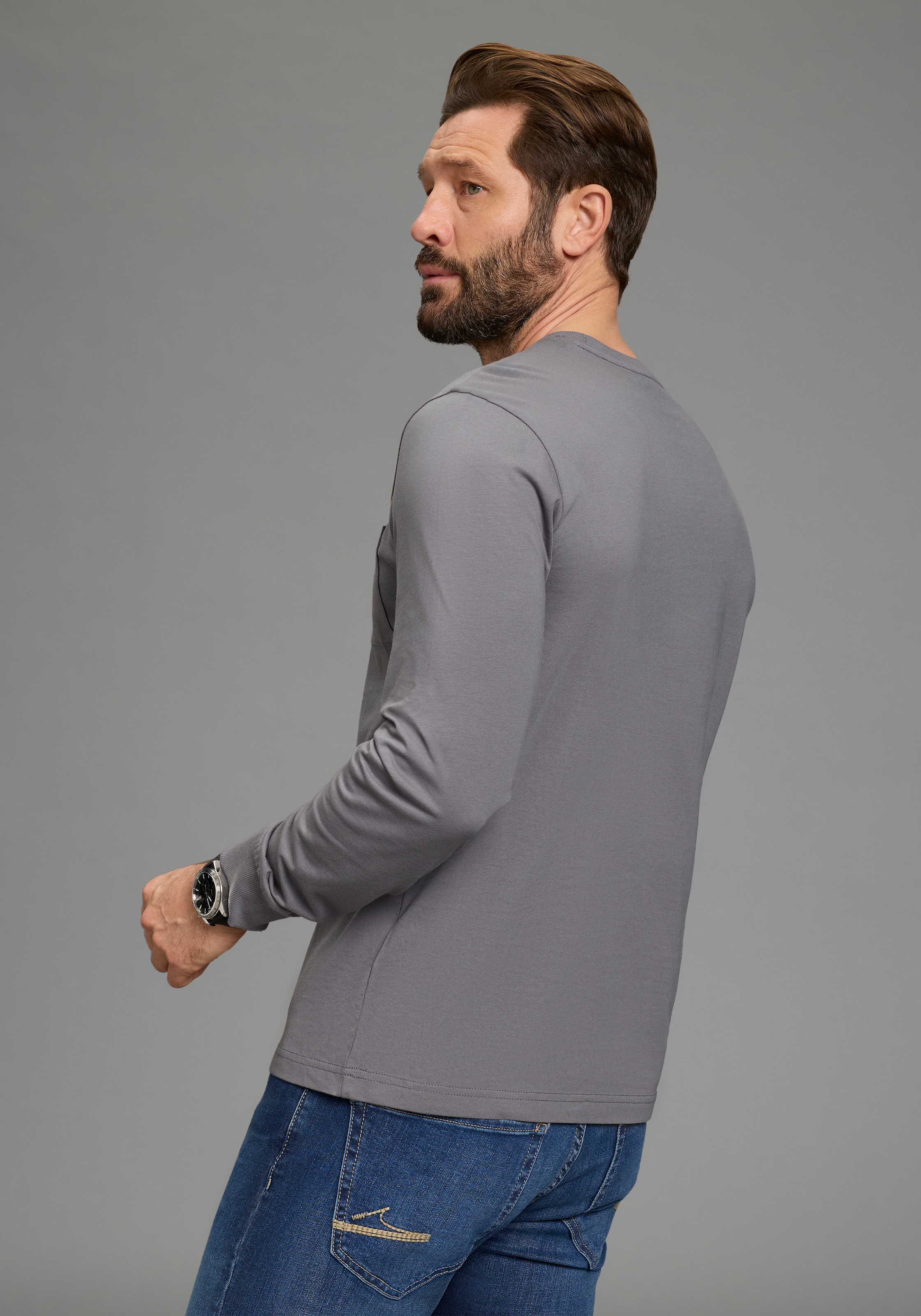 Man's World Langarmshirt »Neue Kollektion!« casual Stil, Langarmshirt, schmale Passform, unifarben