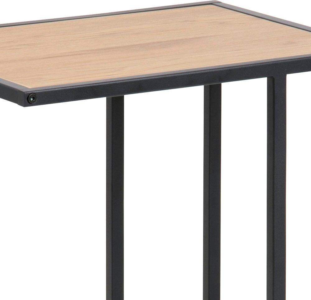 ACTONA GROUP Beistelltisch »Seaford, Rechteckig, Scandi Design, matte Wildeichenoptik, Modern«, Wohnzimmertisch, kleiner Tisch, matte schwarze Metallbeine, H: 63 cm