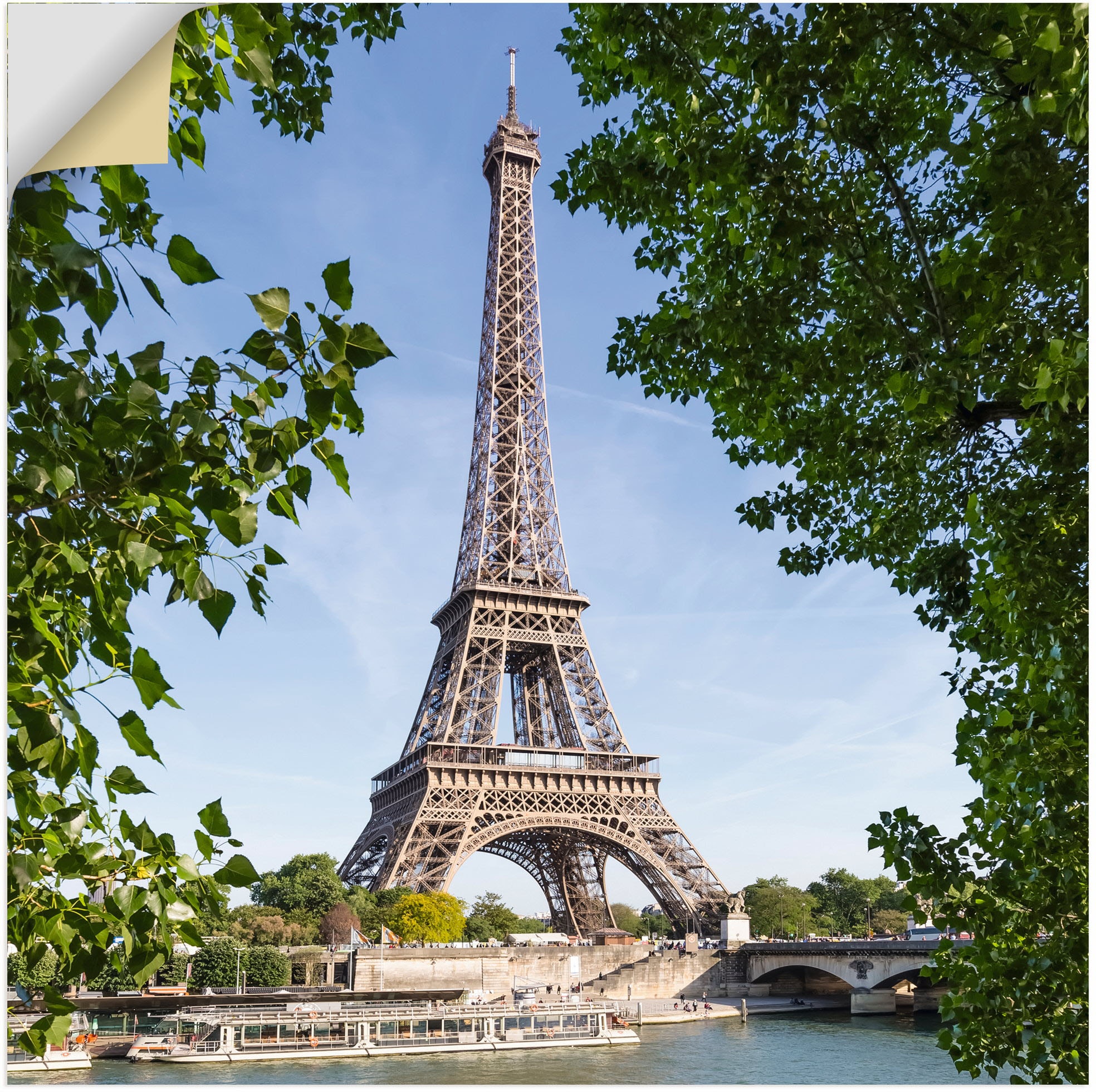 versch. Größen Leinwandbild, Alubild, »Paris Raten in Wandaufkleber Eiffelturm Wandbild Seine«, (1 Artland auf & Poster oder bestellen St.), Paris, als