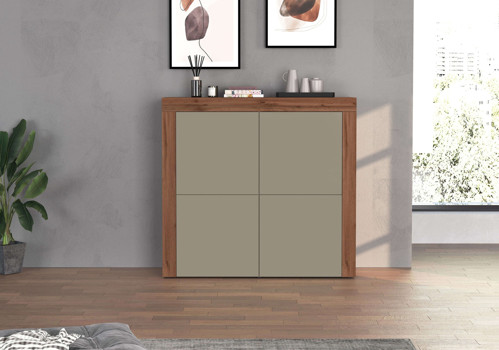 INOSIGN Highboard »CHRONOS Breite 140 cm mit 4 Türen und 8 Fächer 'Made in Italy'«, (1 St.), Hohes Sideboard, Kommode, Schrank, Grifflos mit Push to Open