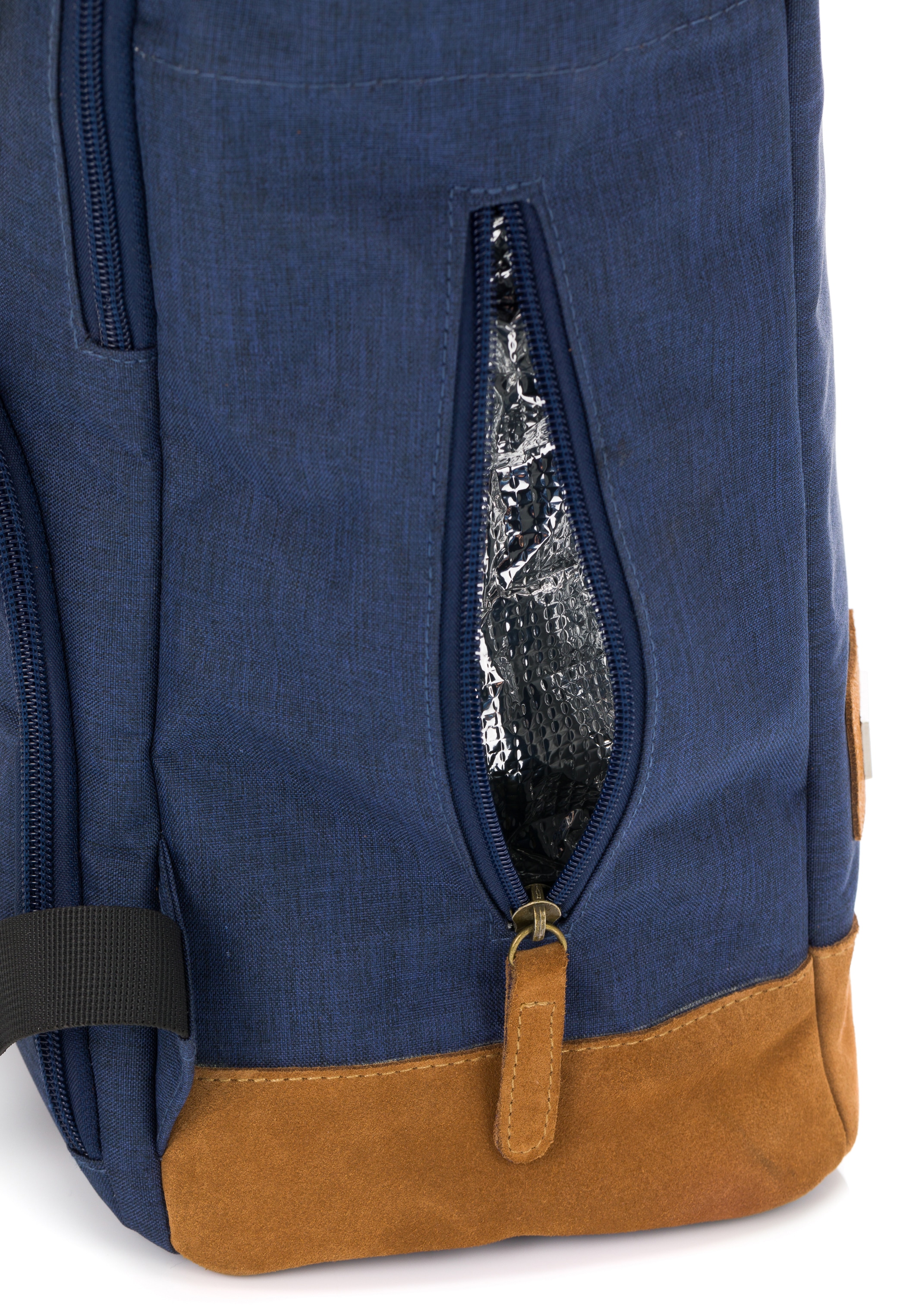 Fillikid Wickelrucksack »Rolltop Berlin, navy melange«, Reflektoren, inkl. Wickeltunterlage