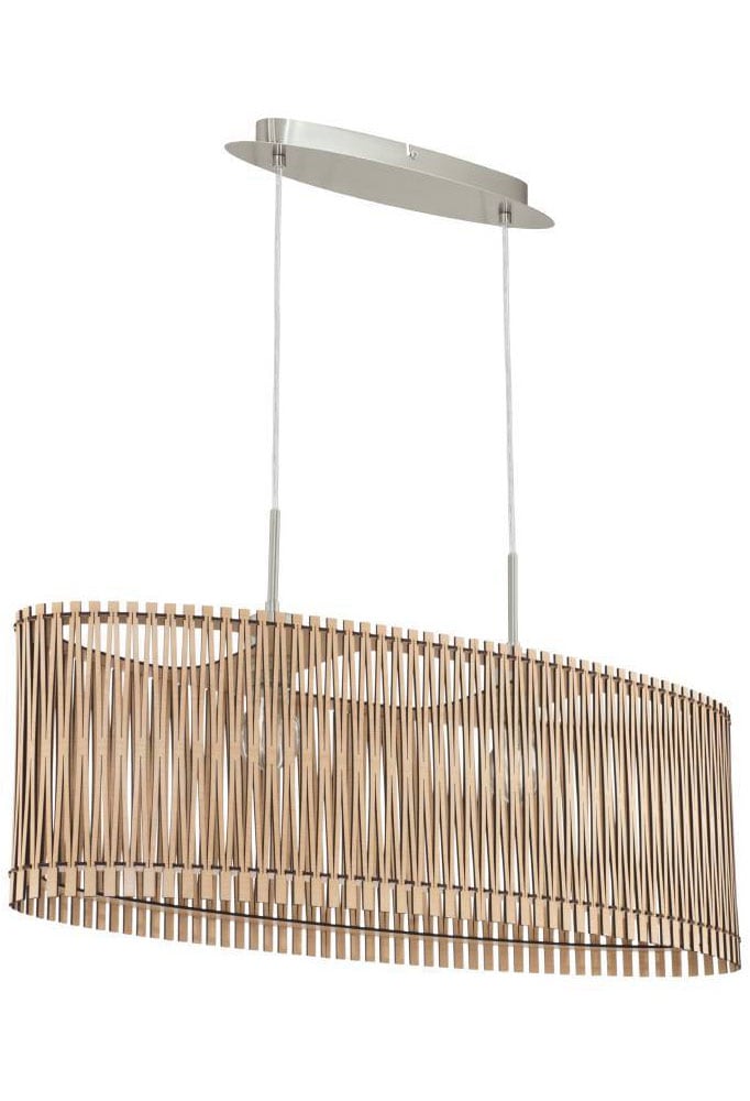 EGLO Hängeleuchte »SENDERO«, 2 flammig, Leuchtmittel E27 | ohne Leuchtmittel, Hängelampe, Stahl in Nickel-Matt, Holz in Ahorn, Natur, E27, 77,5 cm