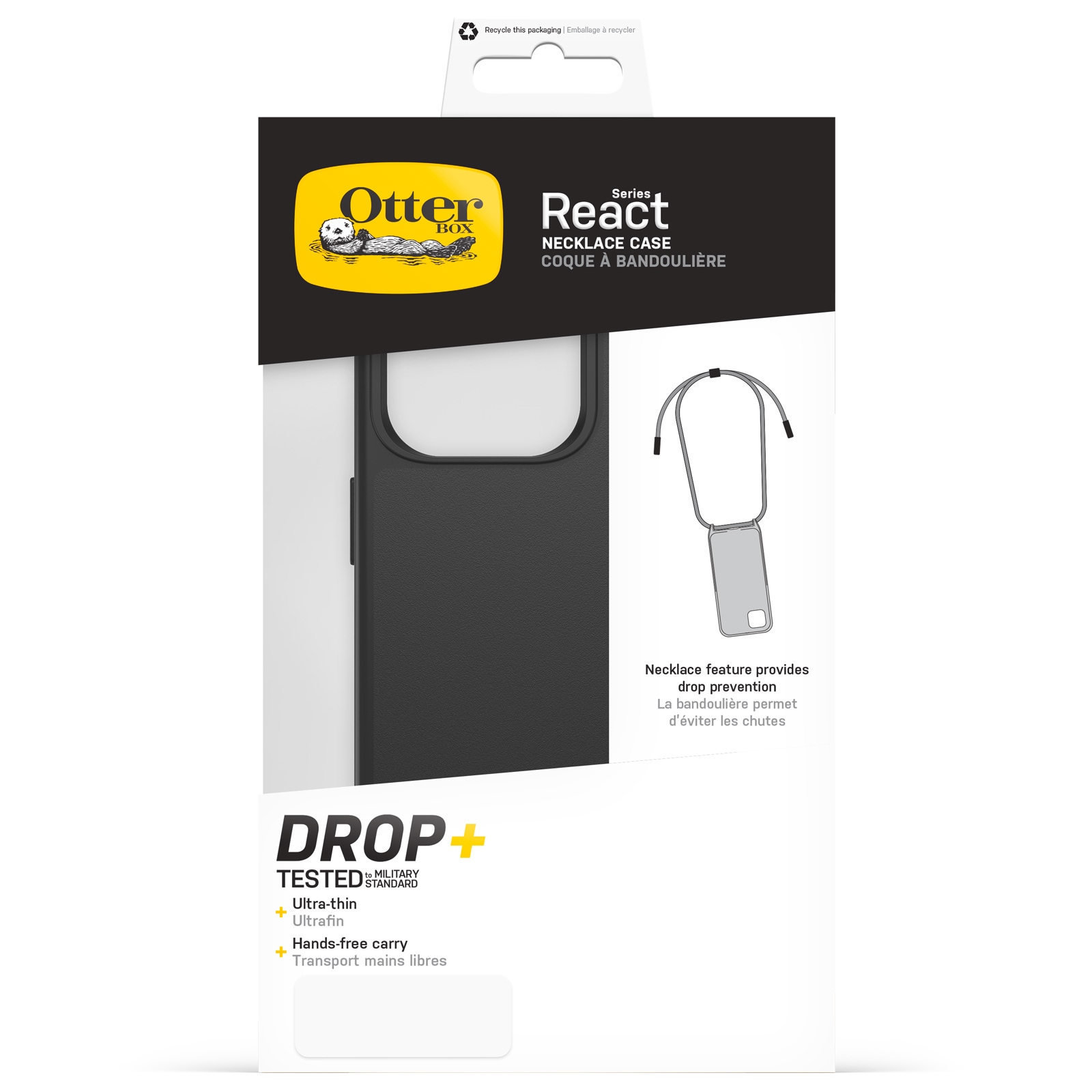 Otterbox Case zum Umhängen »React Necklace Hülle für MagSafe für Apple iPhone 15 Pro«, Apple iPhone 15 Pro, ultraschlanke, schützende Hülle mit verstellbarer Handykette