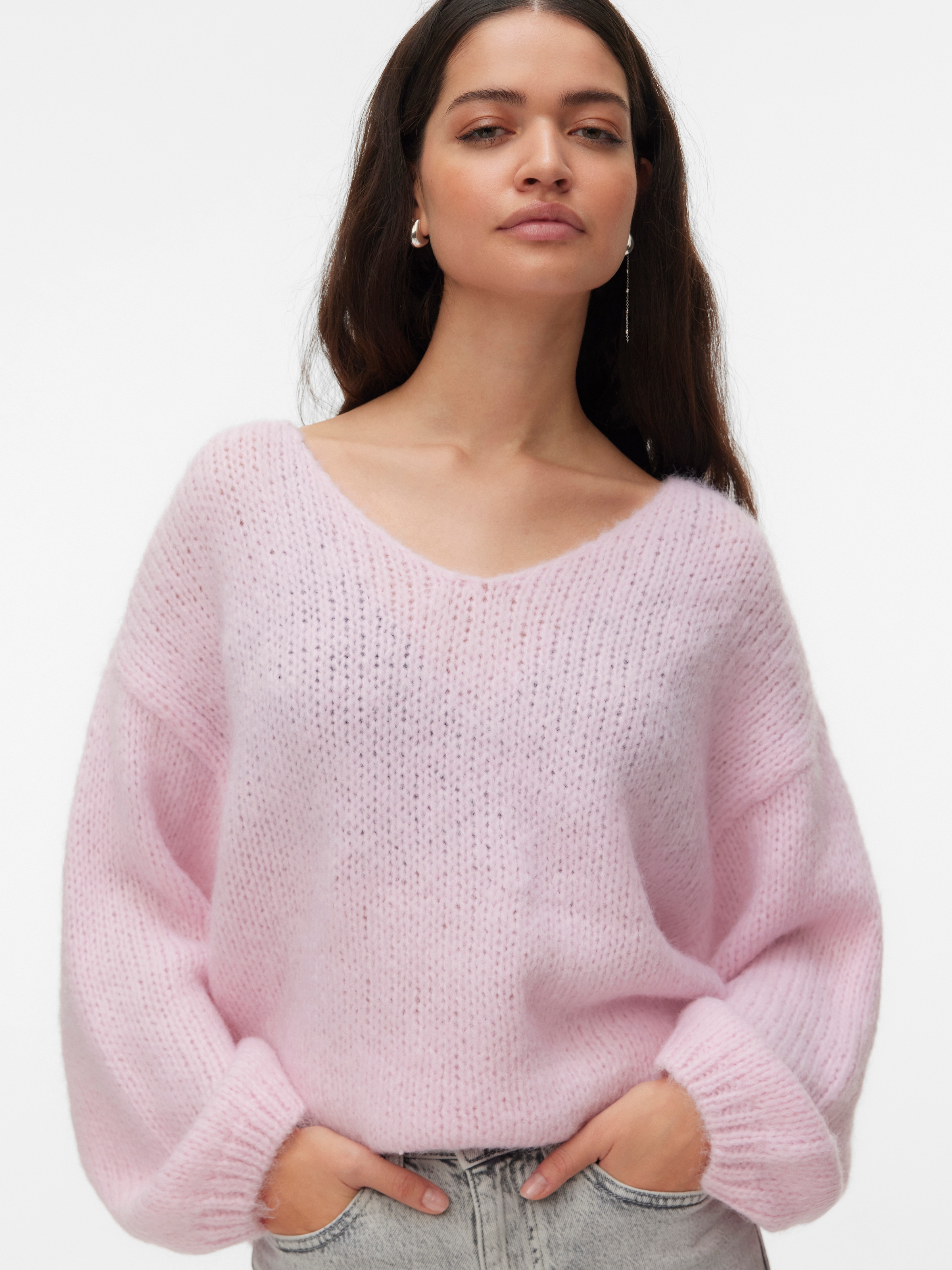 Vero Moda Strickpullover »VMMAYBE LS 2WAY V-NECK PULLOVER NOOS« Kunstfaser, locker geschnitten, V-Ausschnitt