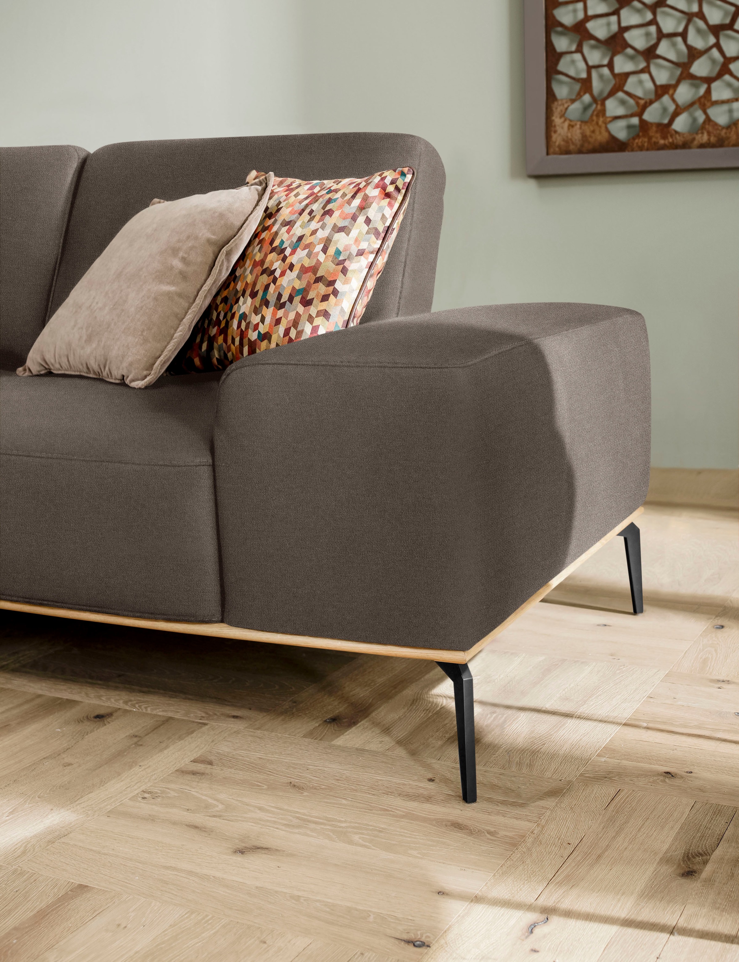 W.SCHILLIG Ecksofa »run, Designsofa mit tollem Sitzkomfort, bequem, L-Form«, mit Holzsockel, Füße in Schwarz pulverbeschichtet, Breite 279 cm