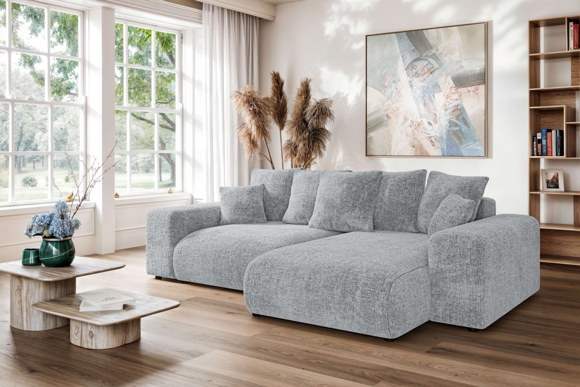 Home affaire Ecksofa »LAKESIDE mit Bettfunktion und Bettkasten, B/T/H 257/166/84 cm«, L-Form, Recamiere beidseitig montierbar, mit Wellenunterfederung
