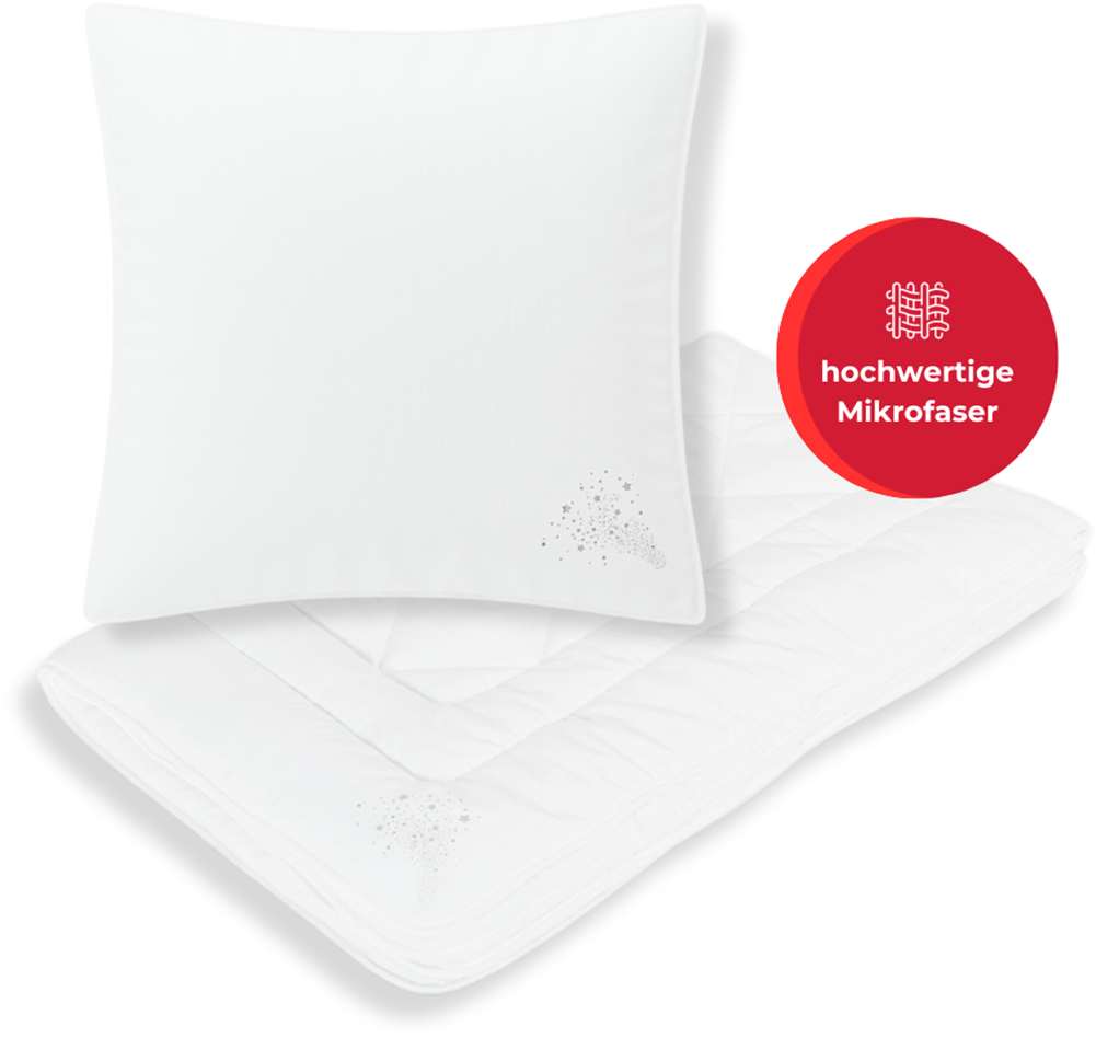 RIBECO Microfaserbettdecke + Kopfkissen »Jan«, (Spar-Set), Sehr gutes Preis-Leistungsverhältnis!