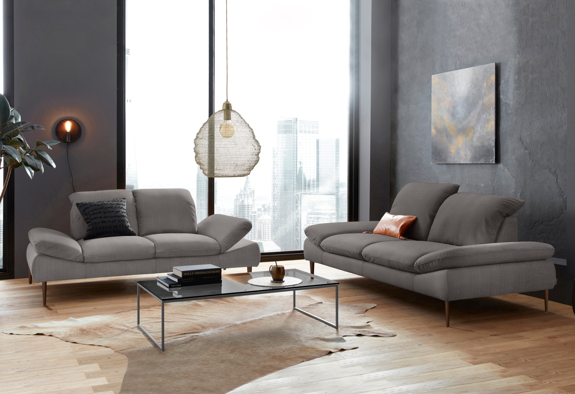 W.SCHILLIG 2-Sitzer »enjoy&MORE« Sitztiefenverstellung, Füße bronze pulverbeschichtet, Breite 202 cm