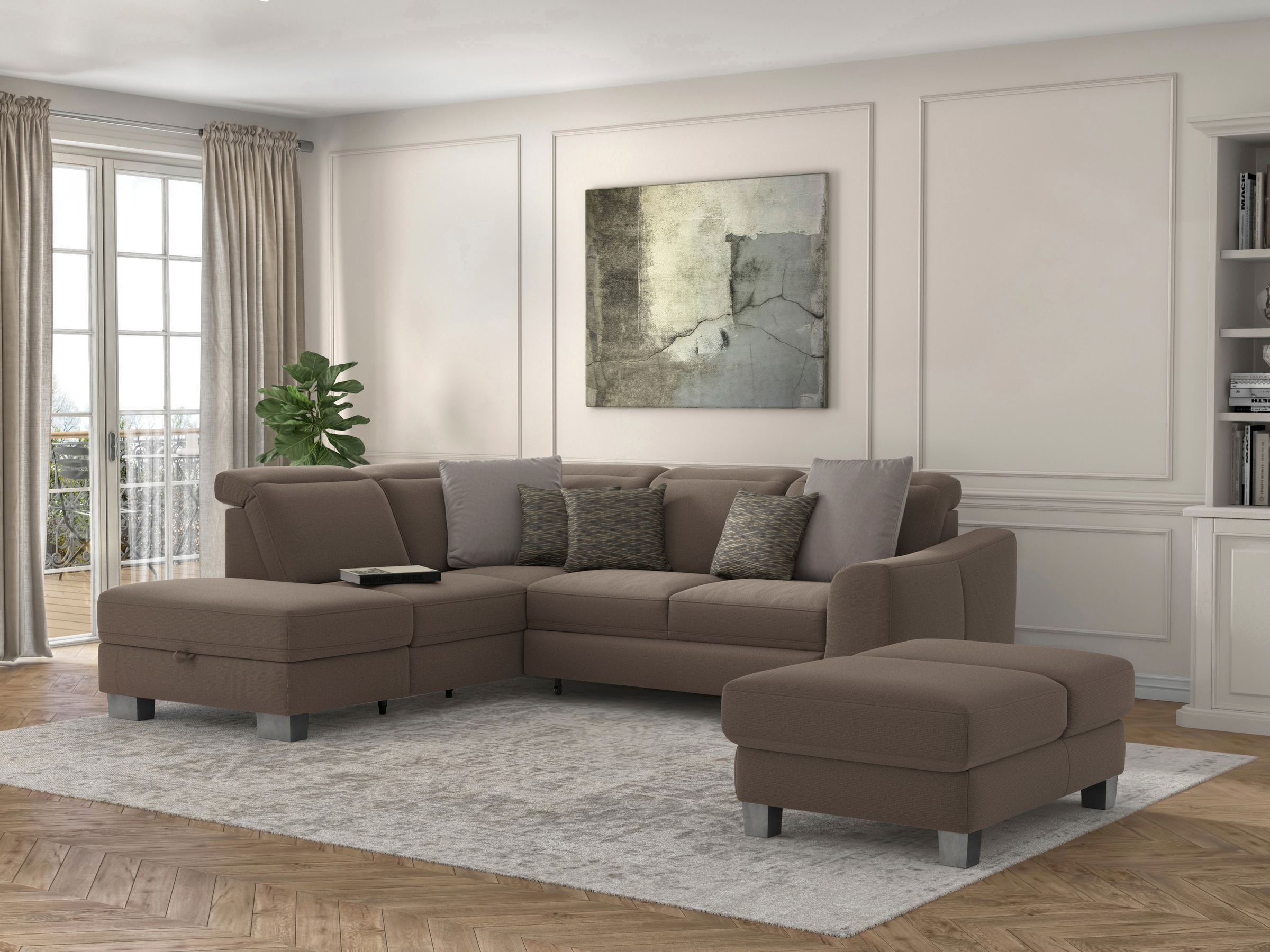 sit&more Polsterhocker »Dundee«, mit Klappfunktion, Federkern und hochwertigen Edelstahlfüßen