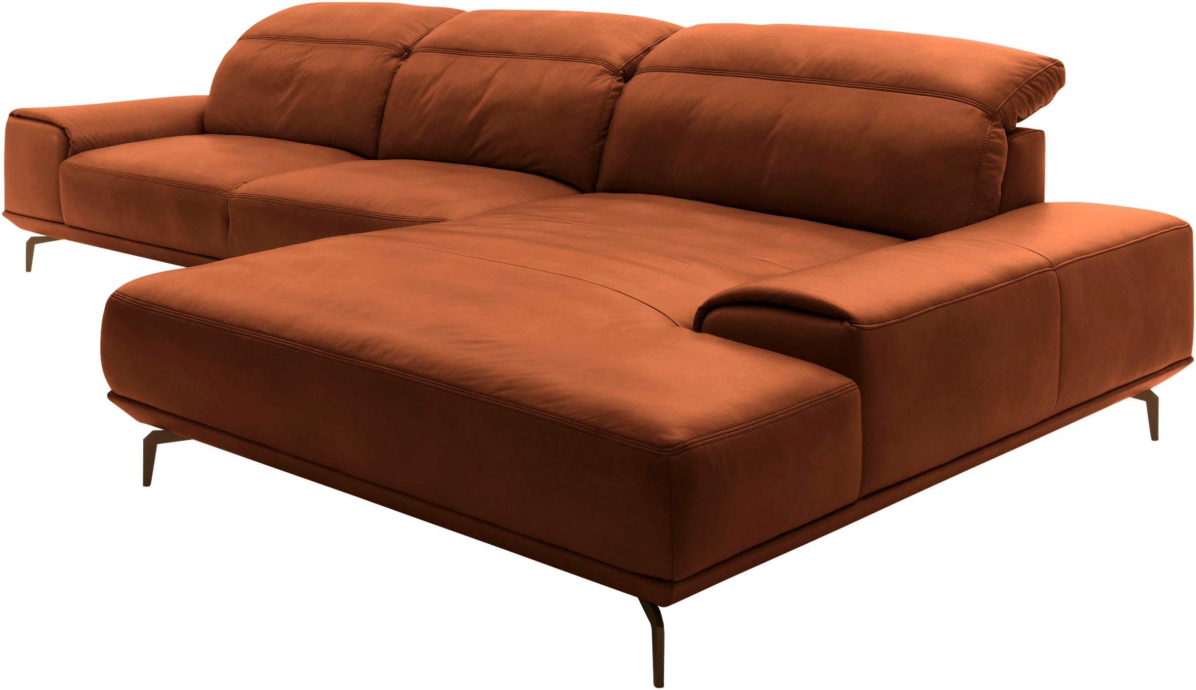 Musterring Wohnlandschaft »MR 2490 Ecksofa mit erstklassigem Sitzkomfort, Long-Life-Leder« Bronze-Fuß, Sitzhöhe 48cm, wahlweise mit Funktionen, Maße 342 x 207 cm