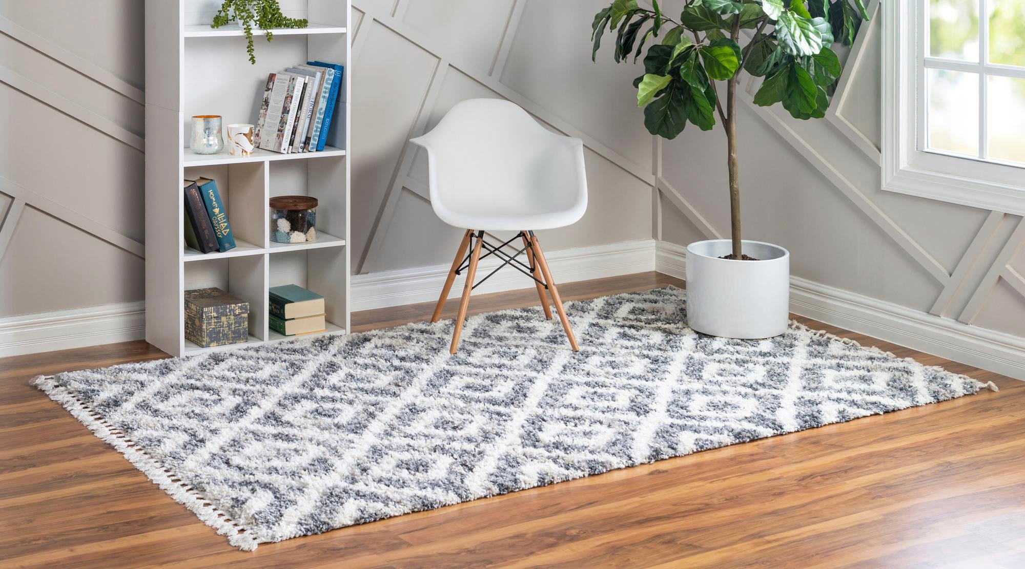 Myflair Möbel & Accessoires Hochflor-Teppich »Top Shag, LAGERRÄUMUNG!« rechteckig 32 mm Höhe gewebt, Rauten Design, melierte Optik, weich & kuschelig, mit Fransen