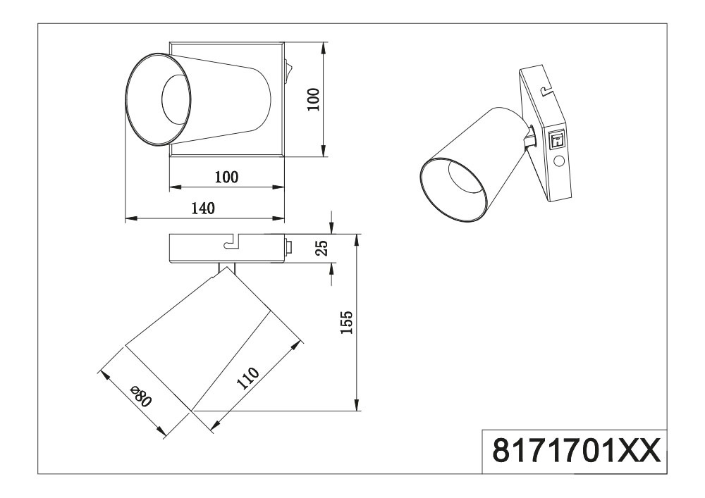 TRIO Leuchten Wandstrahler »SHARP, Spot 1-flammig exkl 1x GU10 max 10W schwenkbar & drehbar« GU10 1 Stk. warmweiß - kaltweiß Schirm innen gold, Kippschalter, Spot für Wandmontage + Deckenmontage