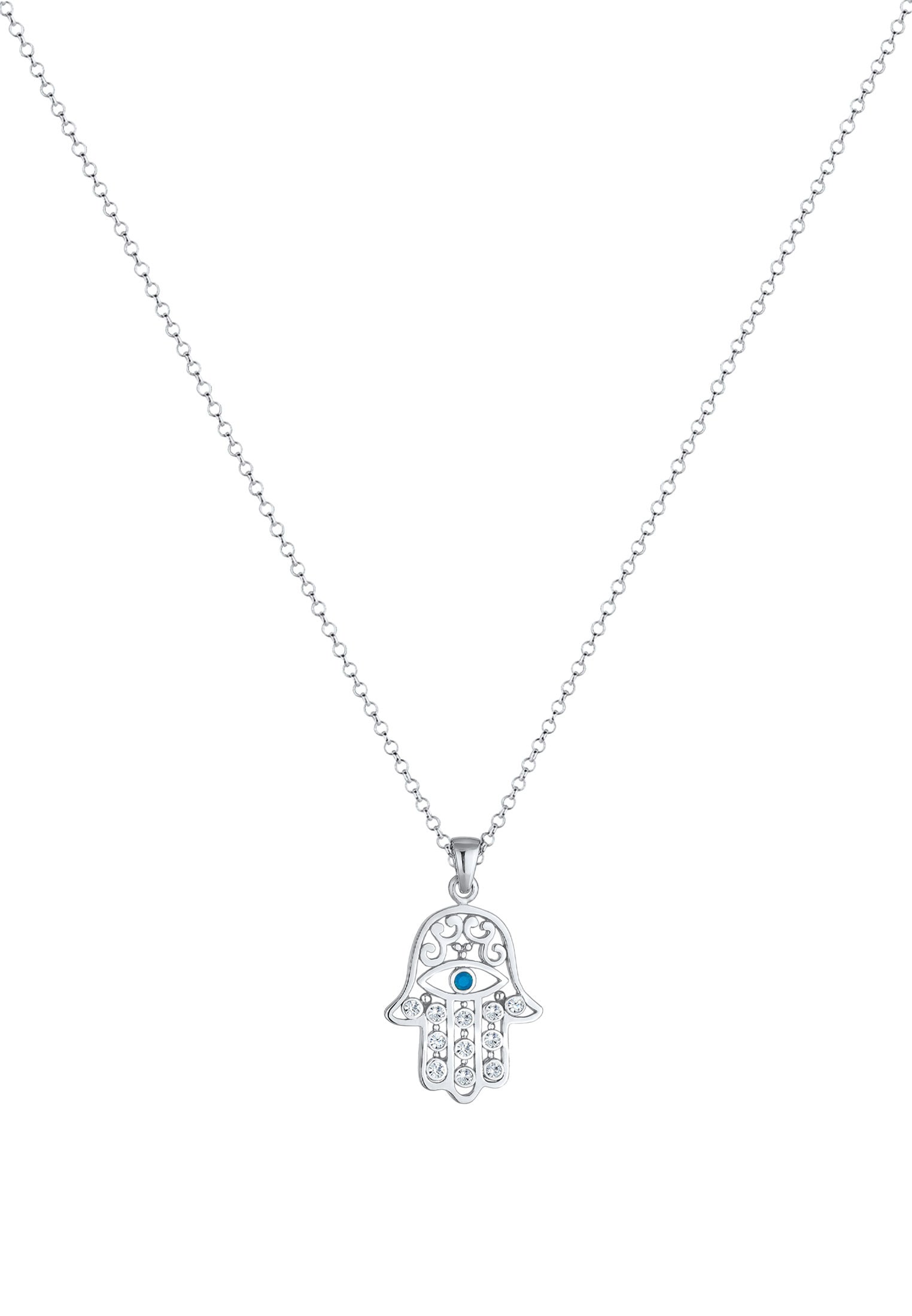 Elli Lange Kette »Halskette Hamsa Evil Eye Kristalle Schutzsymbol 925 Silber«