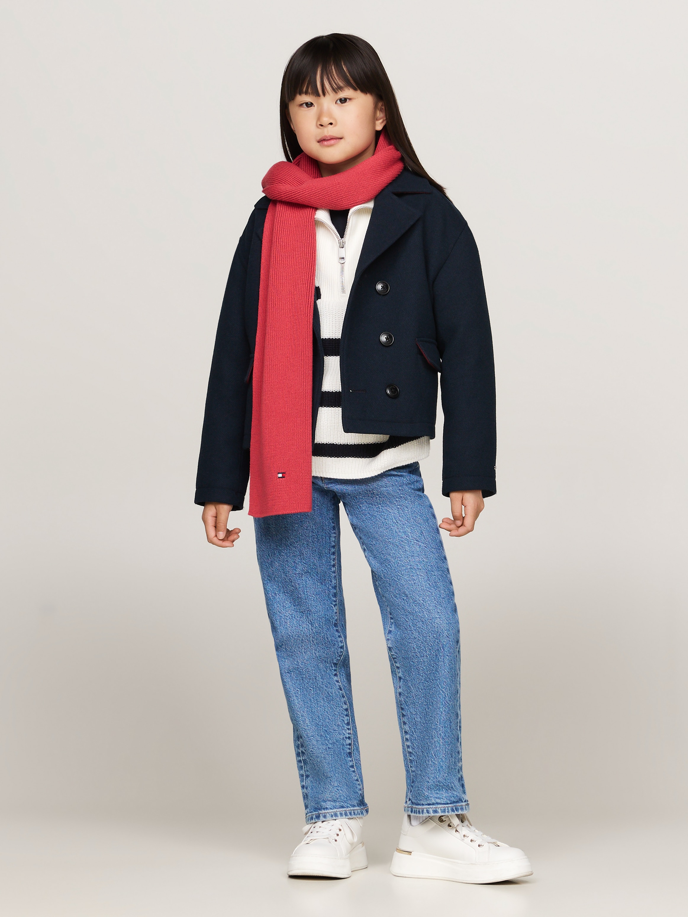 Tommy Hilfiger Strickschal »SMALL FLAG SCARF«, mit Logostickerei