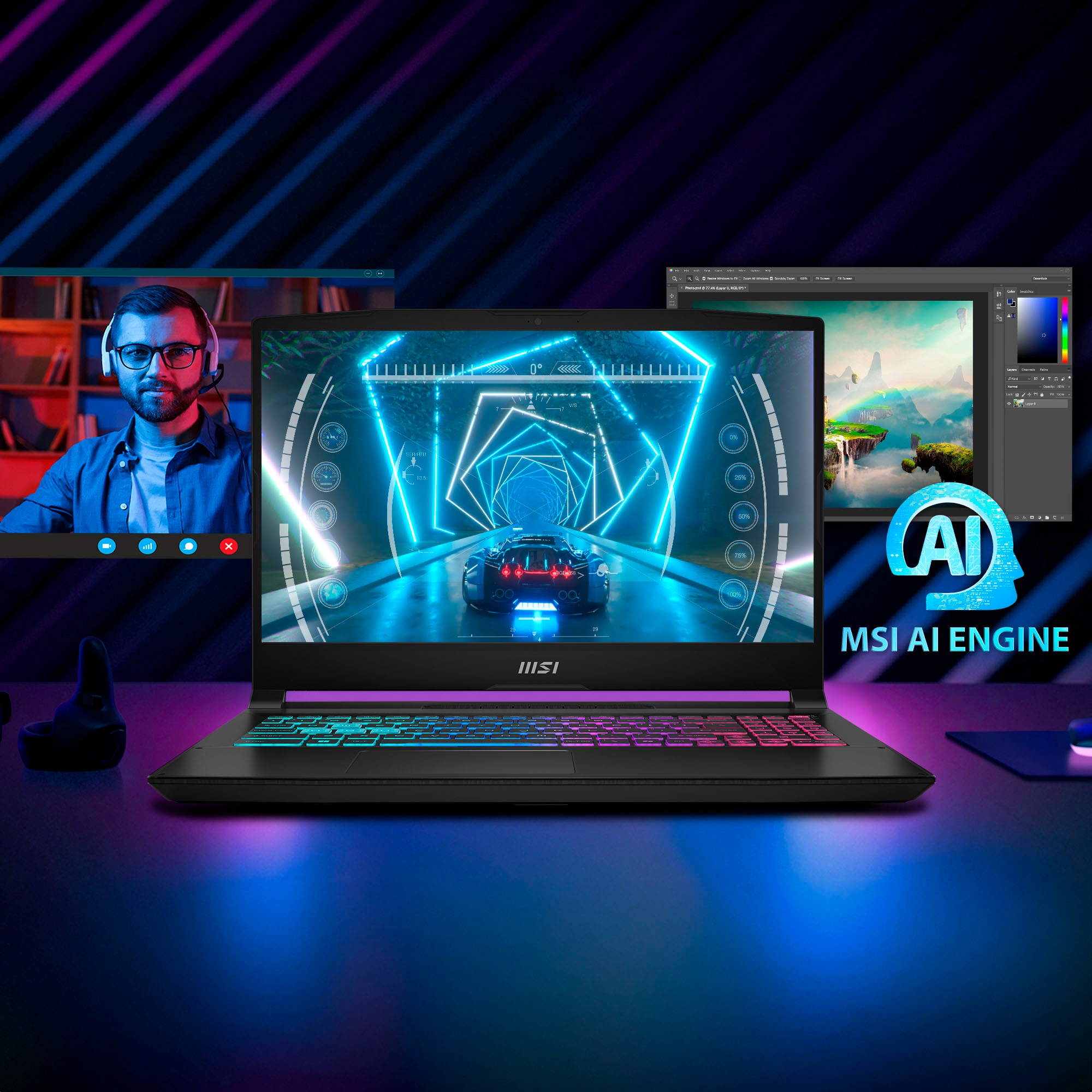 MSI Gaming-Notebook »Katana A15 AI B8VG-490«, 39,6 cm, / 15,6 Zoll, AMD, Ryzen 9, GeForce RTX 4070, 1000 GB SSD